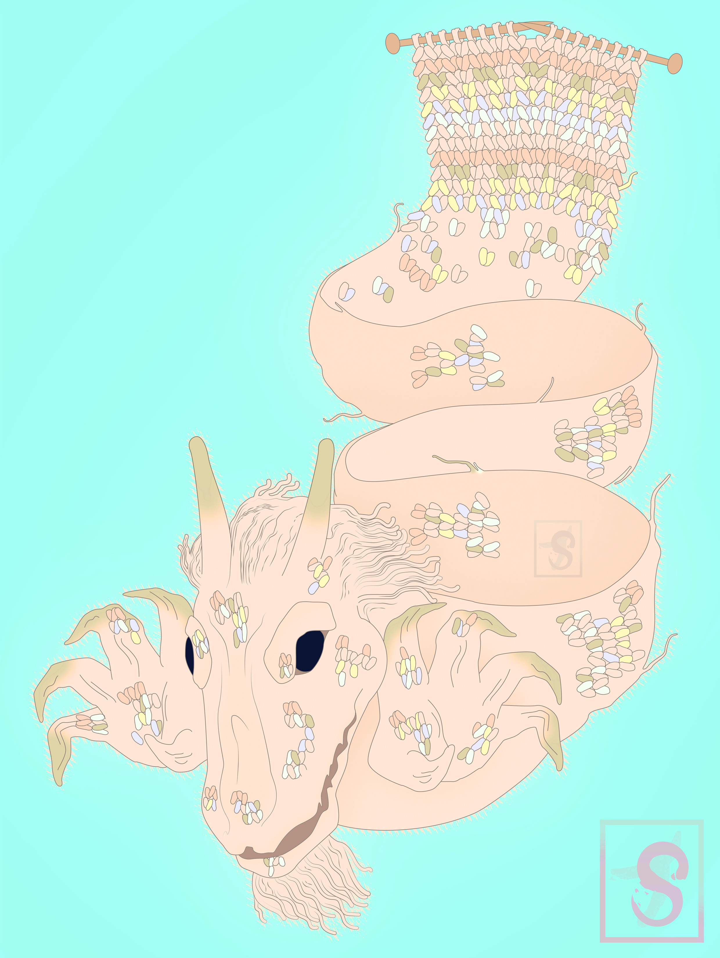 Pink Knitting Dragon