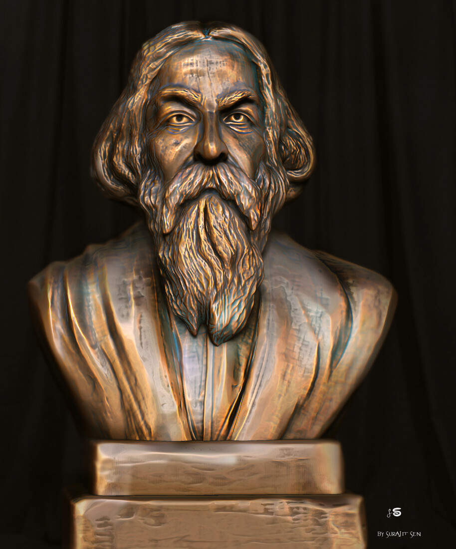 ArtStation - Rabindranath Tagore– Digital Sculpture by Surajit Sen