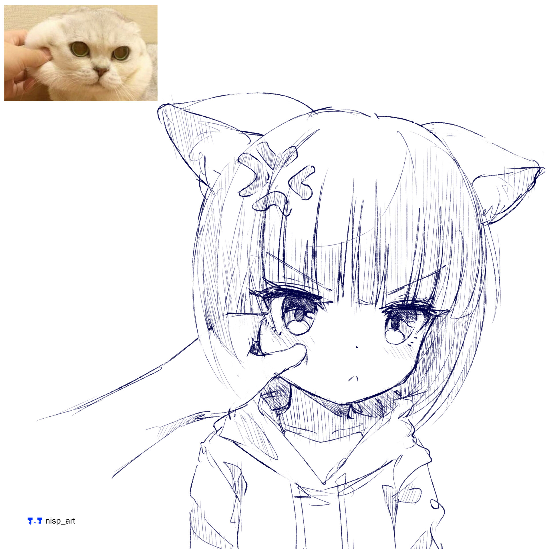 Premium Vector  Cute anime cat head collection set hand drawn line art  illustration