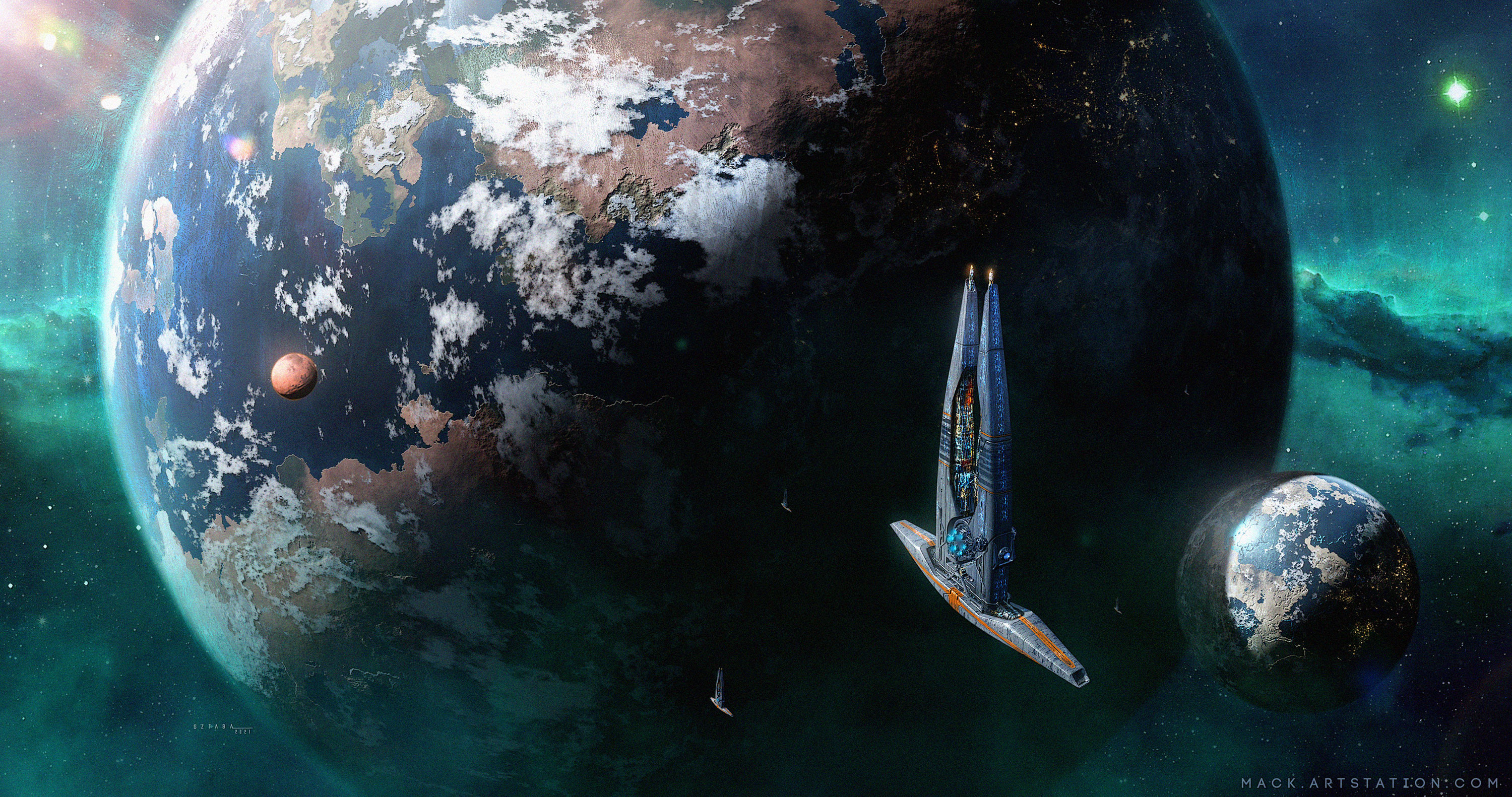 Small Osaro fleet stand guard over one of their worlds.