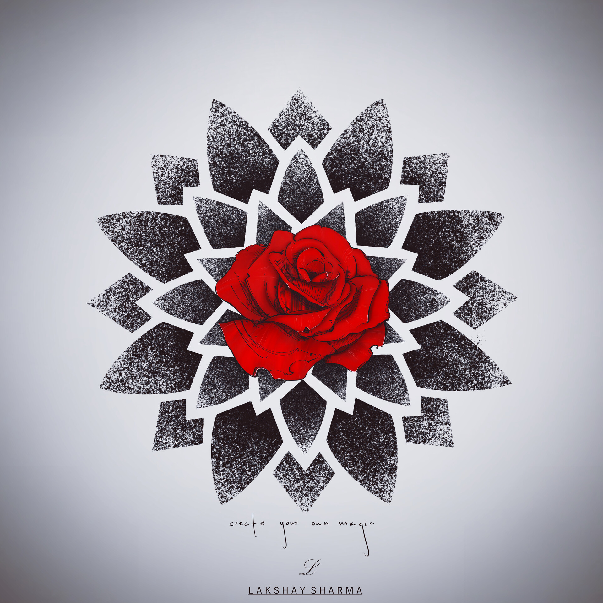 ArtStation - Mandala with a rose.