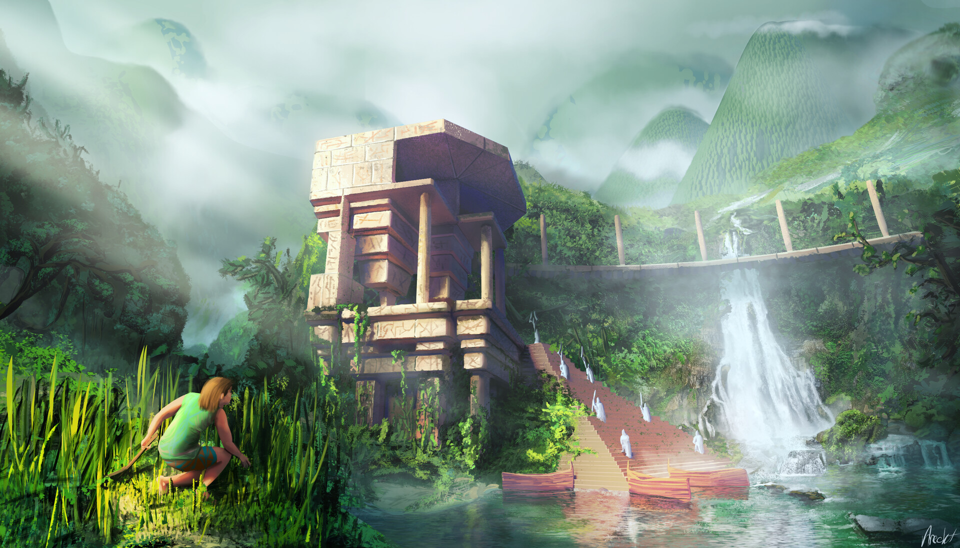 artstation-waterfall-temple