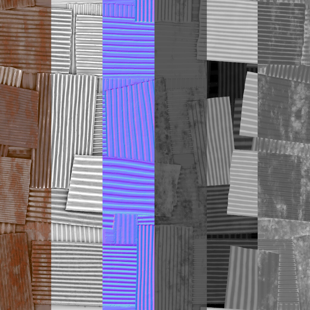 Basecolor, AO, Normal, Metallic, Height, Roughness