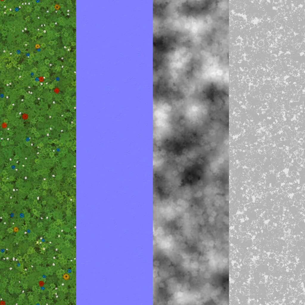 Basecolor, Normal, Height, Roughness