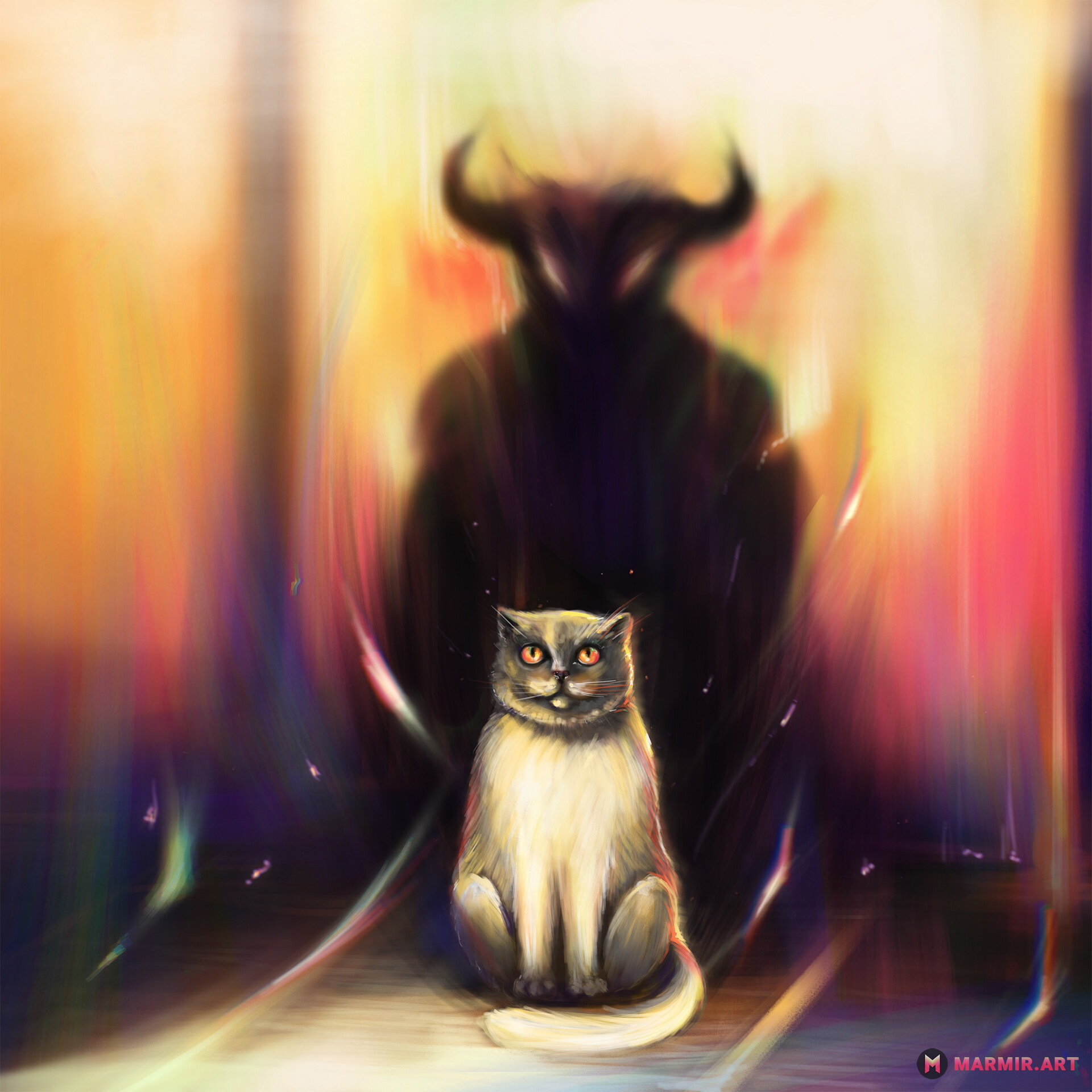 ArtStation - Demon And Cat | Mystery Animal | Illustration | Time-Lapse