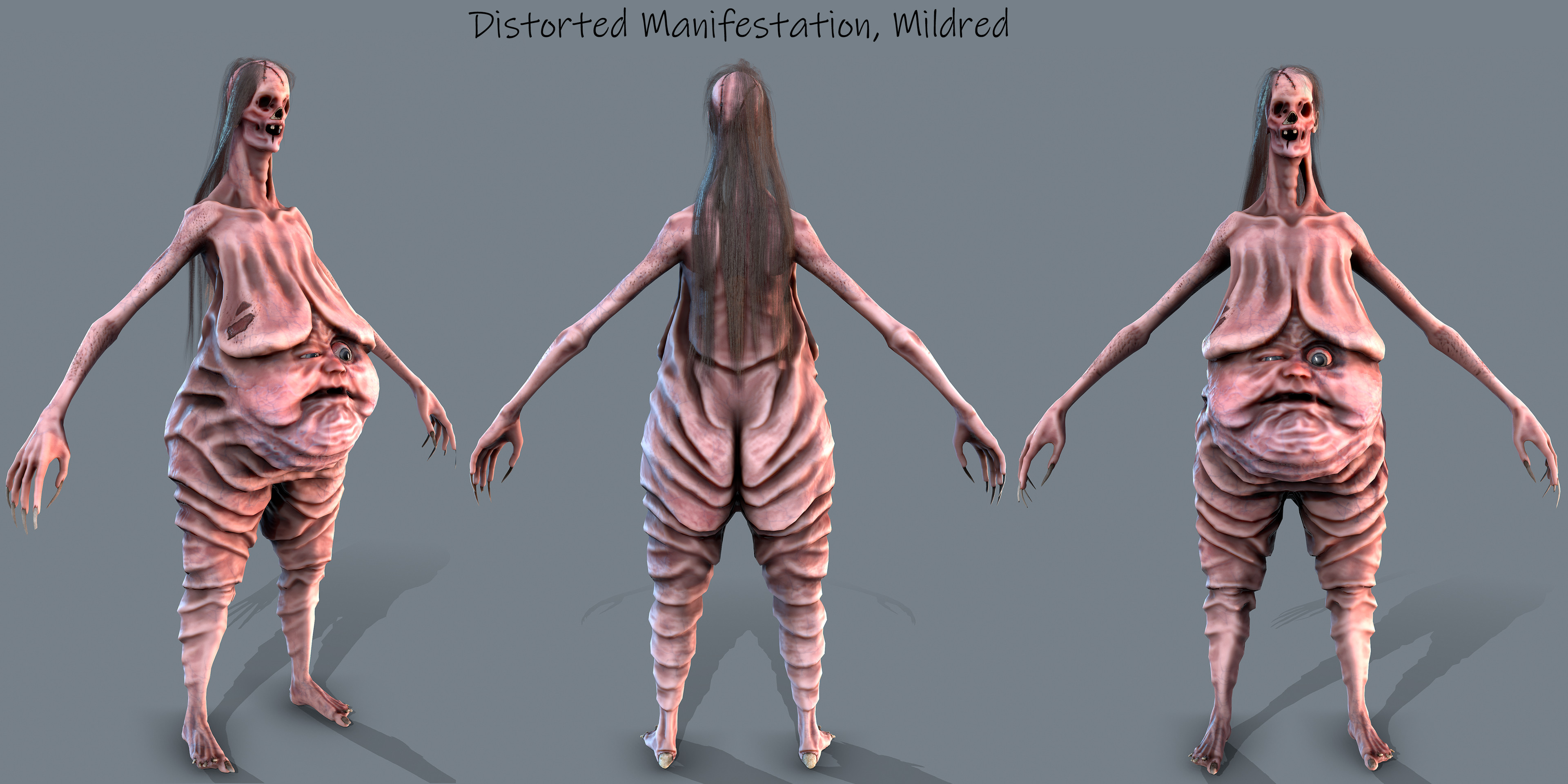 A or T posing mesh with Textures. Rendered in Marmoset, textured in substance, Baked in Marmoset.