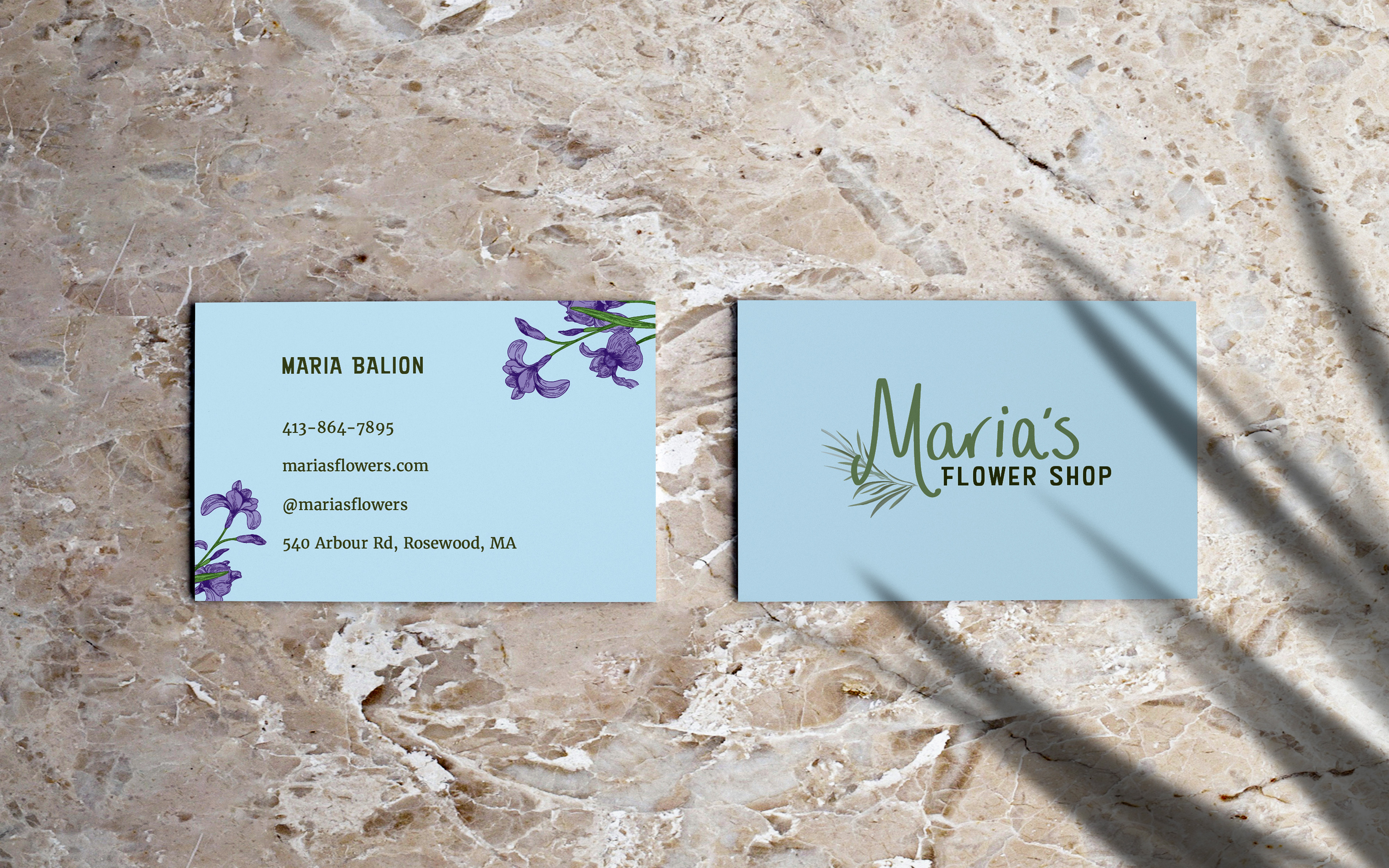 Business cards on a mockup.