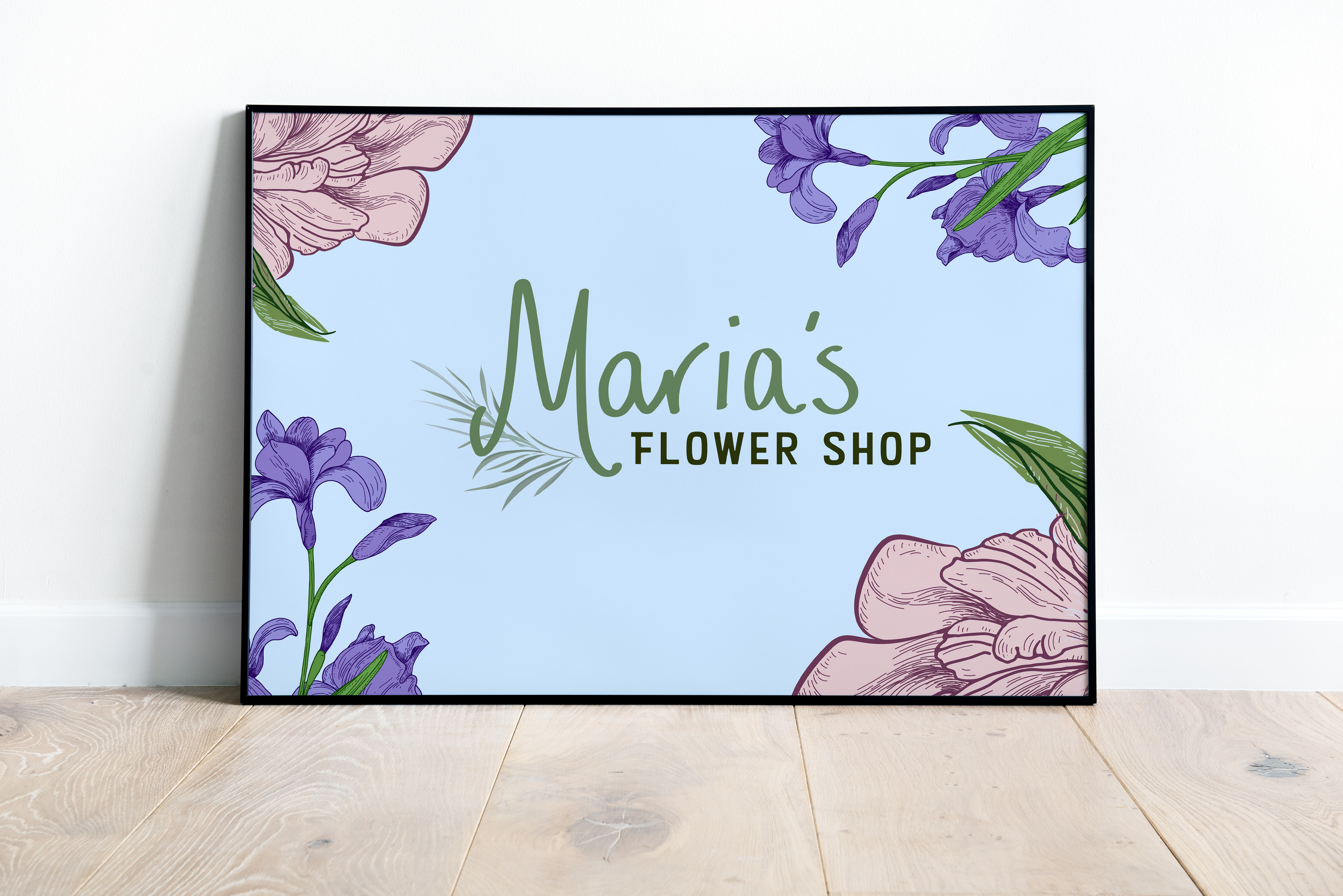 Flower shop sign on a mockup. 