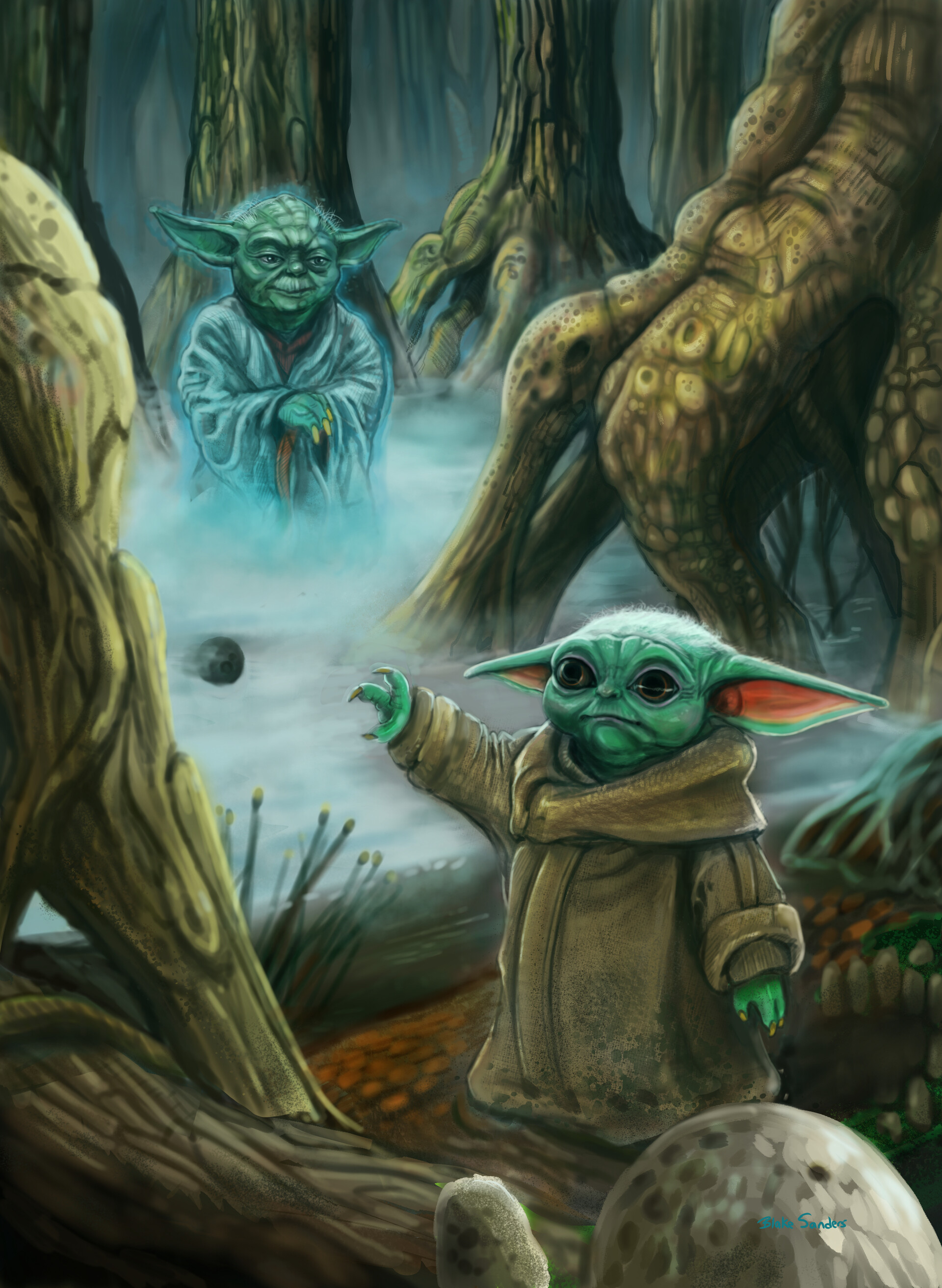 ArtStation Yoda and Grogu on Dagobah