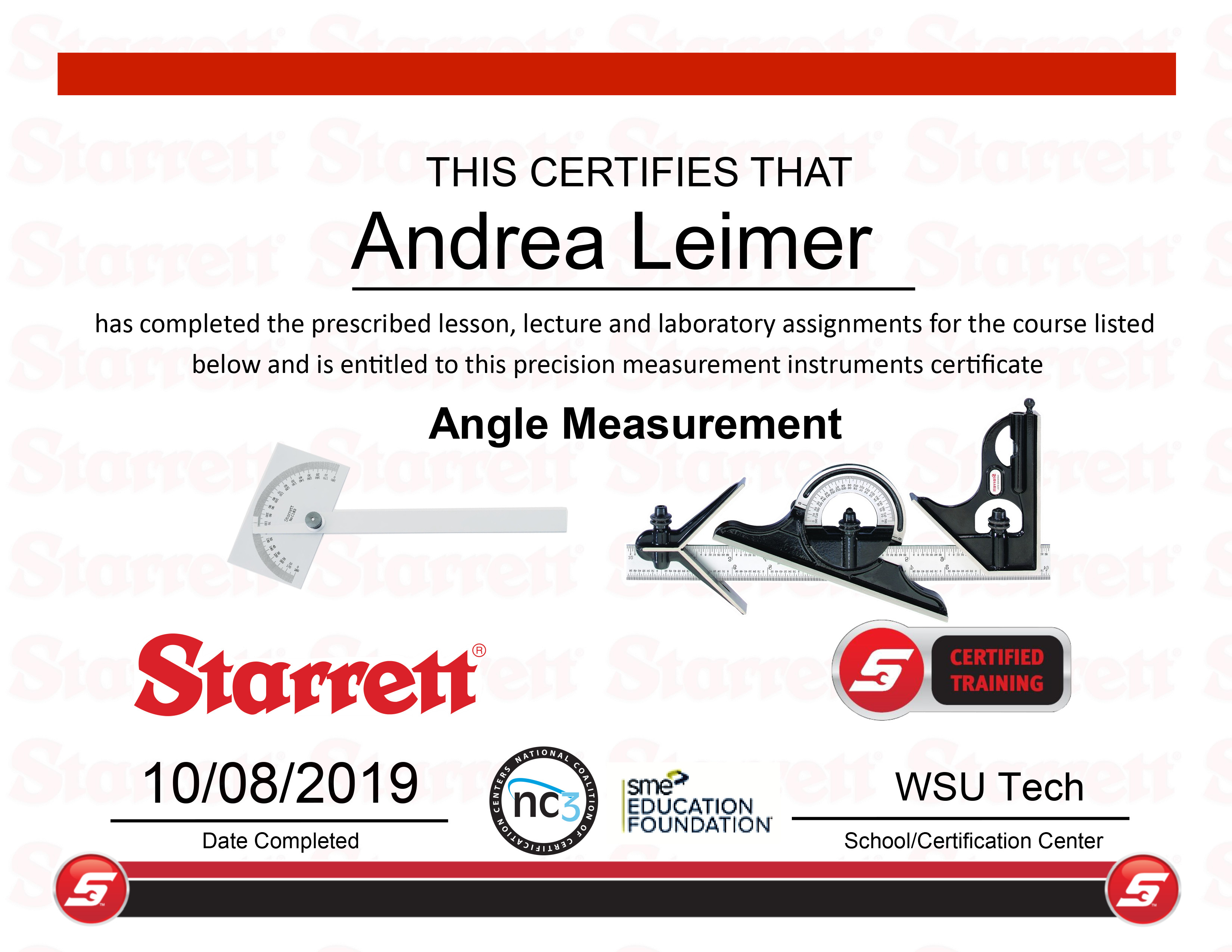 Angle Measurement Certification