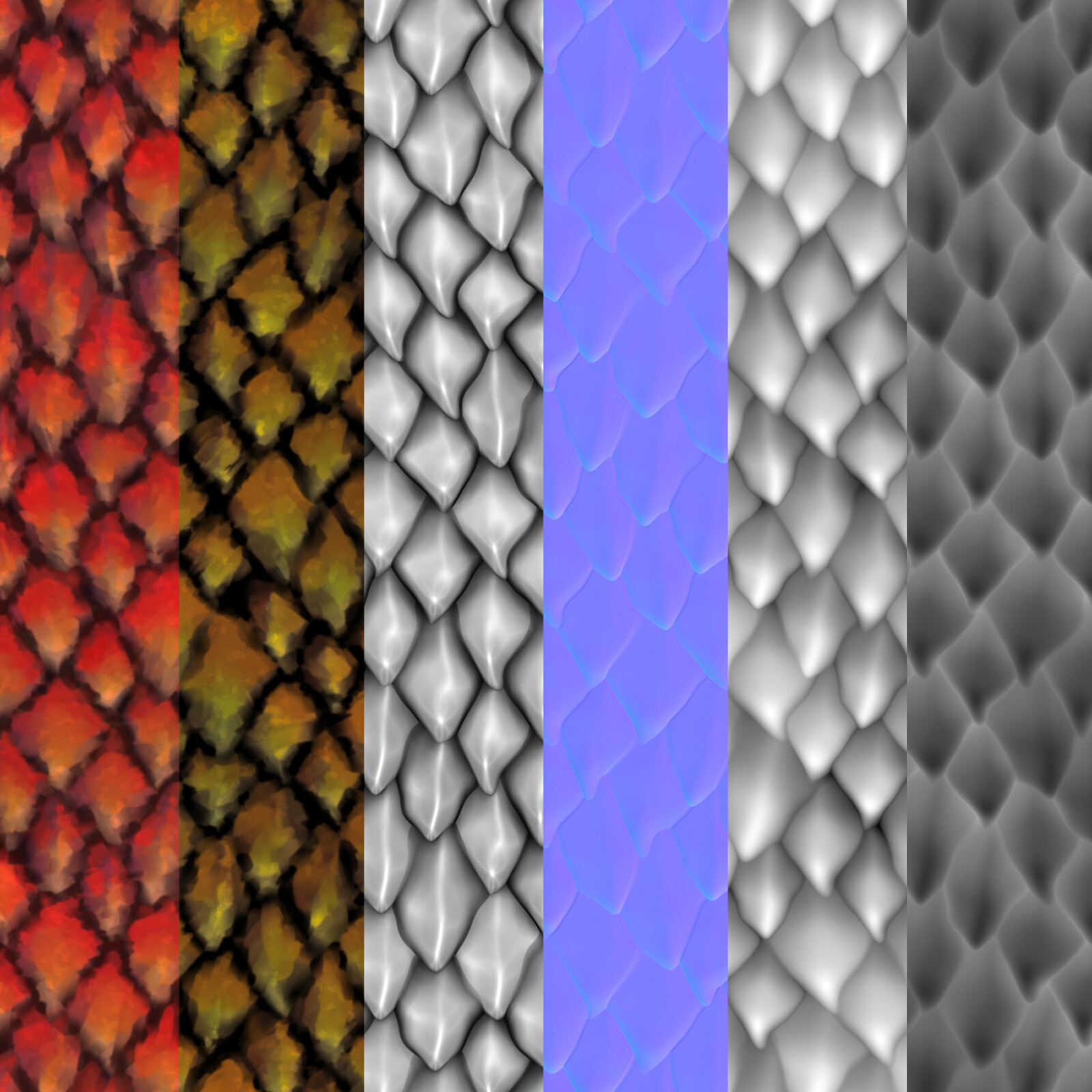 Basecolor, Emissive, AO, Normal, Height, Roughness