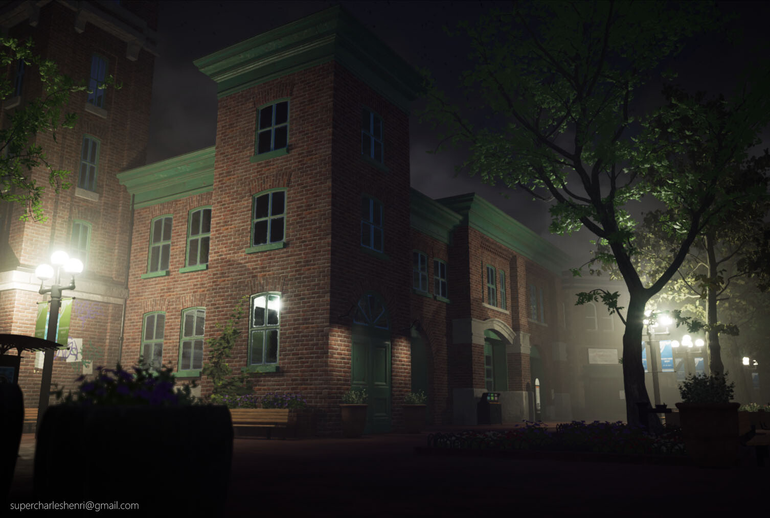 Foggy night lighting setup (real-time Unreal screen capture)