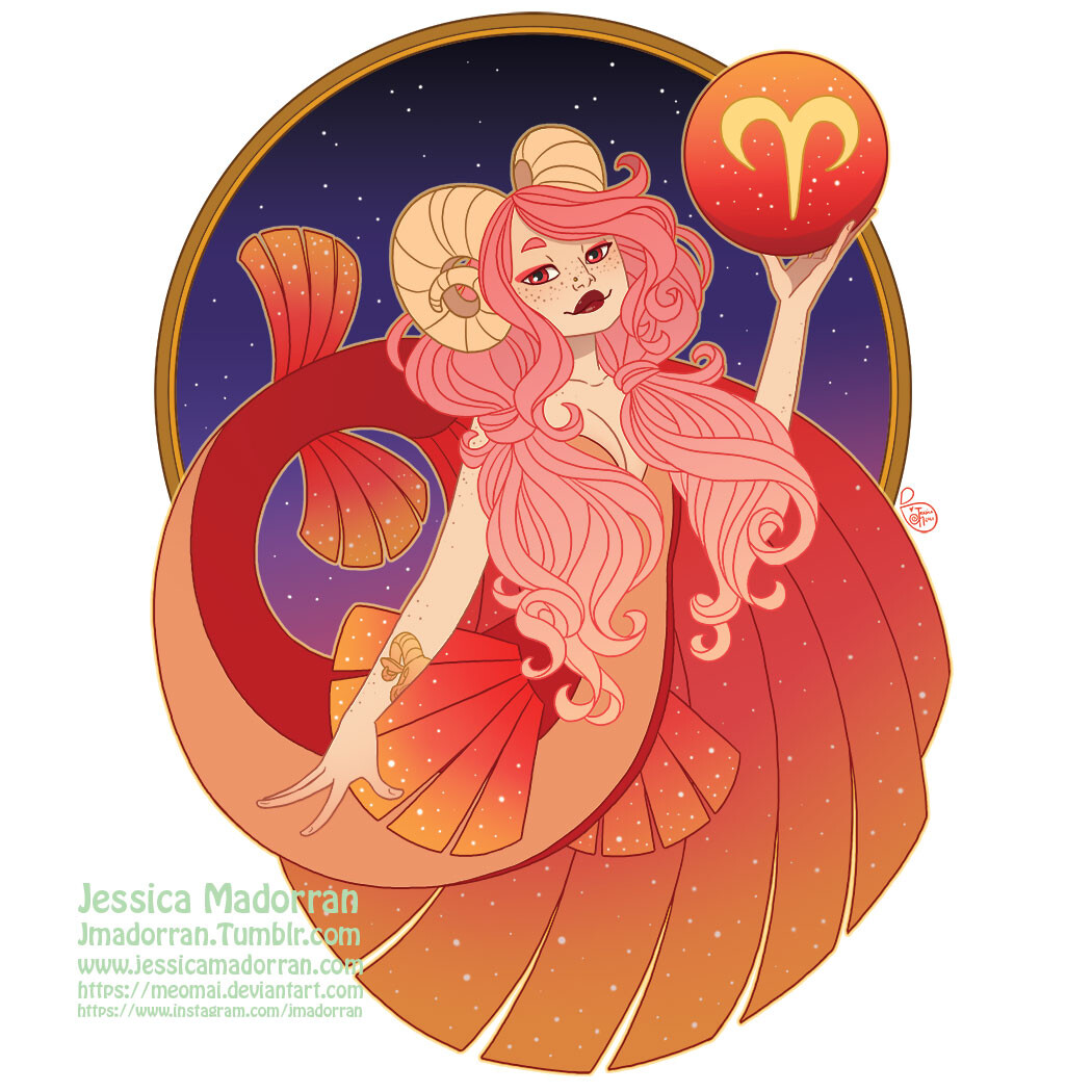 ArtStation - Patreon - May 2021 - Zodiac Mermaid- Aries