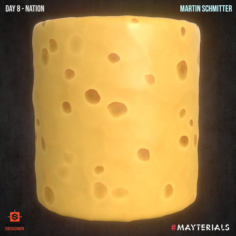 Mayterials 2021 - Day 8 Nation (Stylized "Handpainted" Emmentaler Cheese)