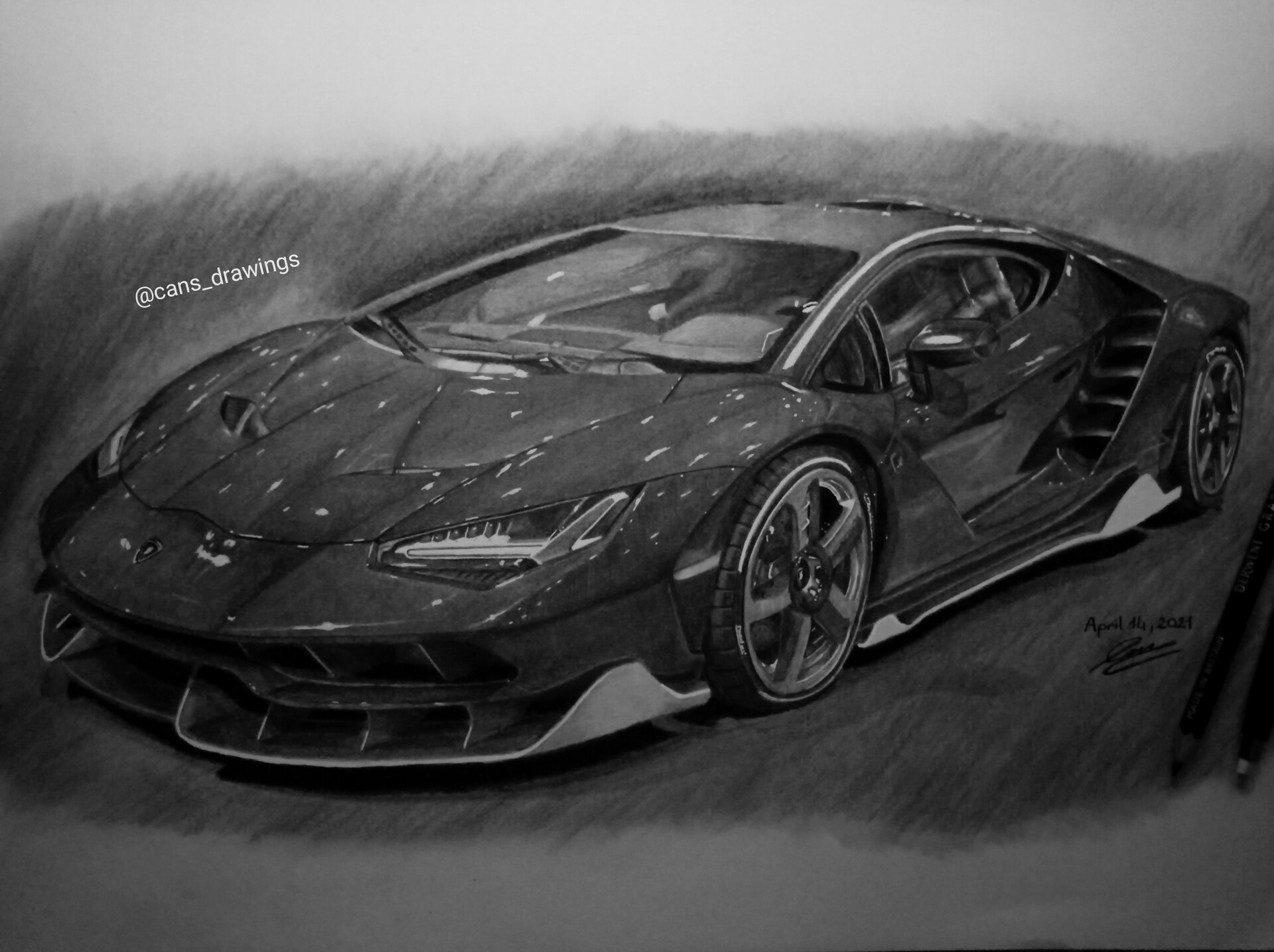 Pencil Drawing, Lamborghini Aventador SuperVeloce | Abi Powell | Flickr