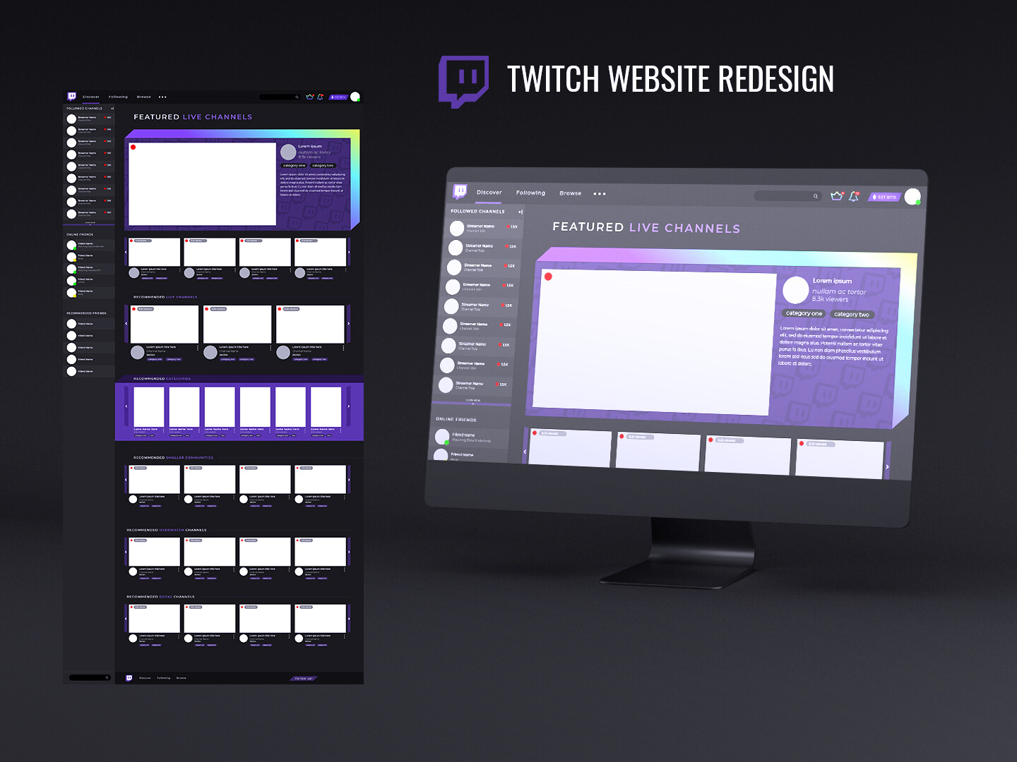 Mockup showing Twitch website with the assets