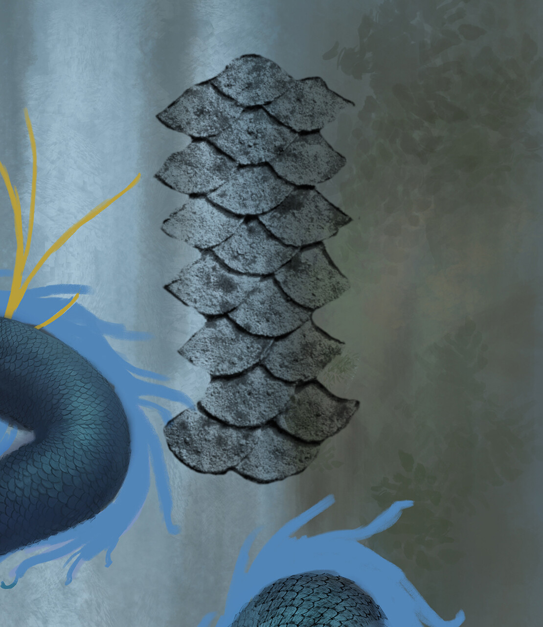 after that didnt work I found this scale pattern brush and began stamping it and warping it around the dragon