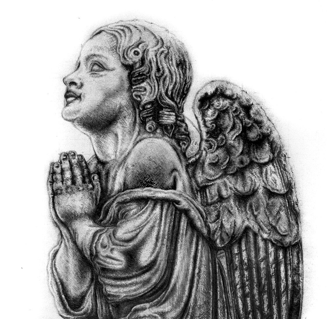 Angel Watching over People Black and White Sketch Hyper Realistic ·  Creative Fabrica