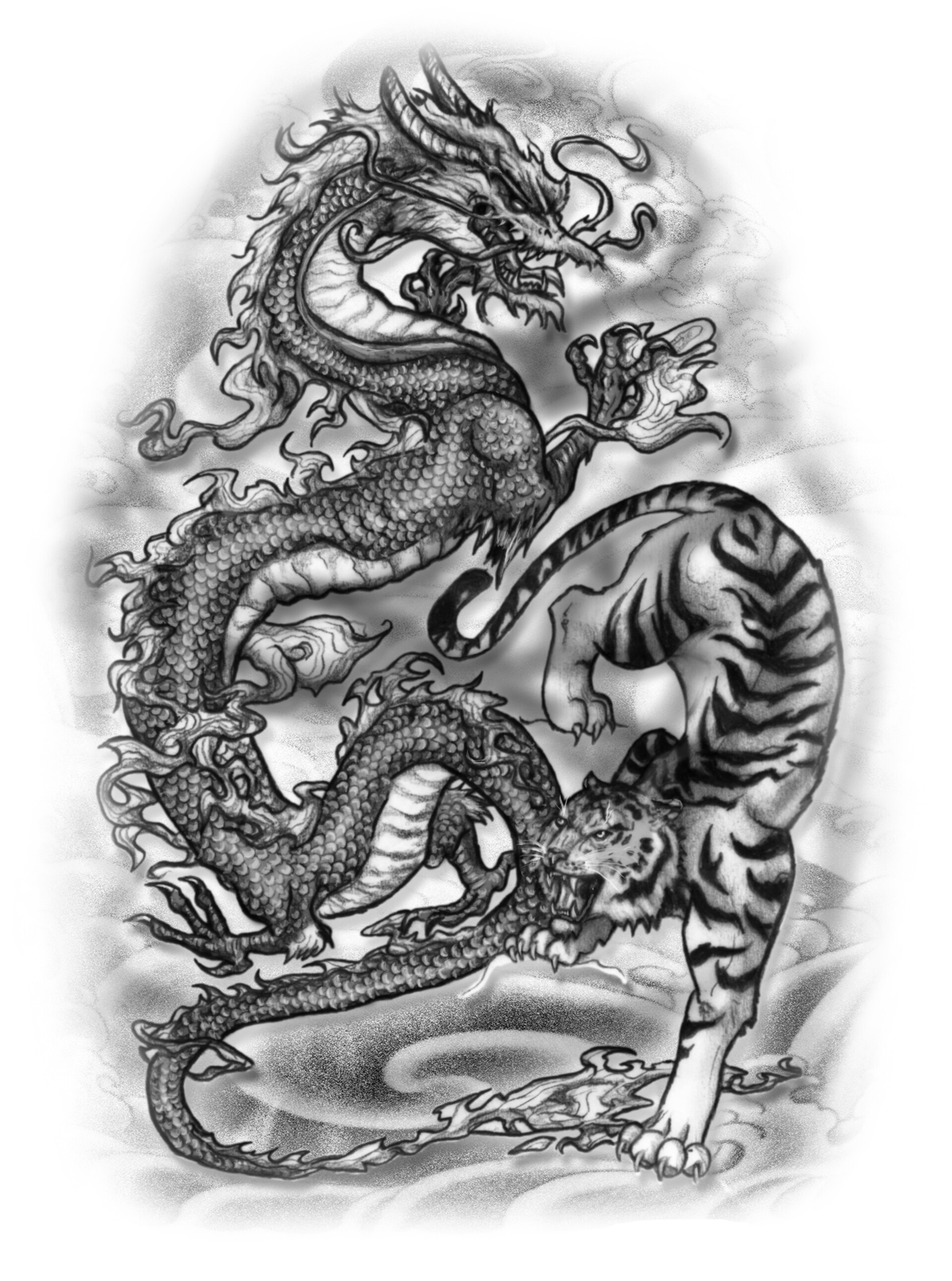 Корейский дракон тату