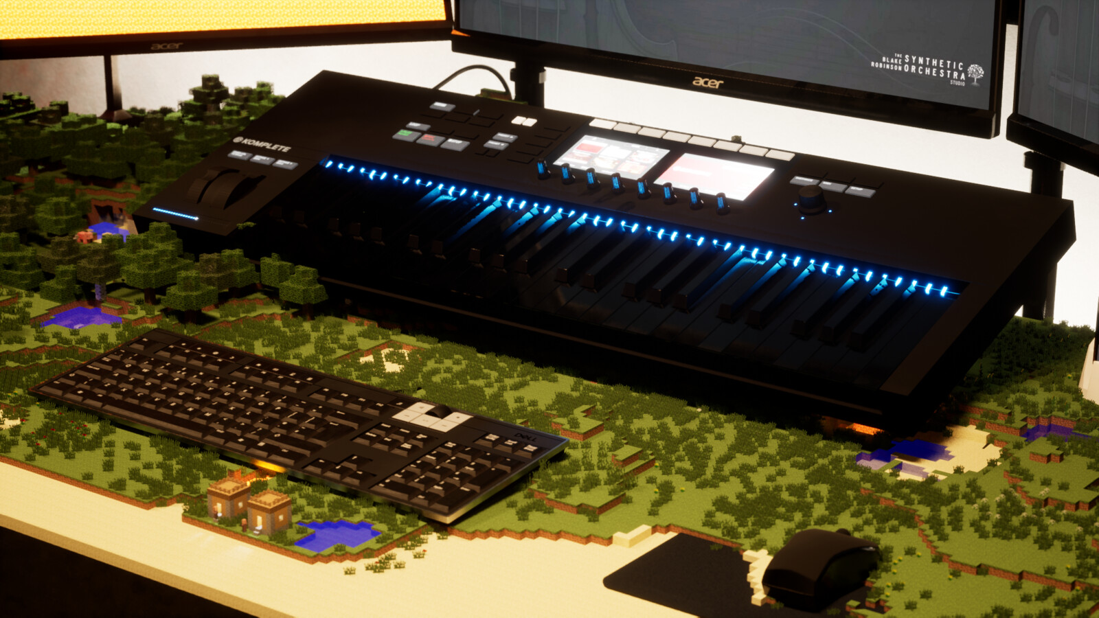 Some of the assets behind the studio. Here's a keyboard, both music-y and type-y