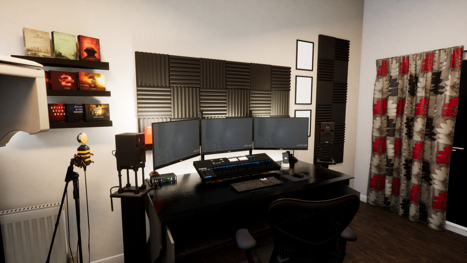 The studio. I really should put some pretend pictures in those pretend frames.