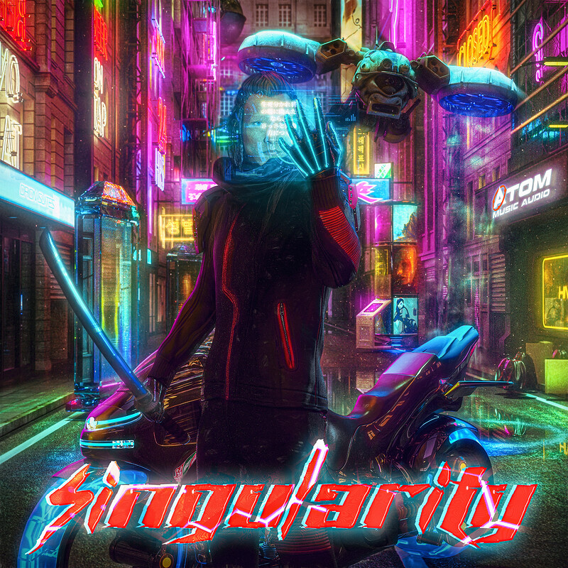 🔴 3D Cyberpunk Album cover ''SINGULARITY'' 