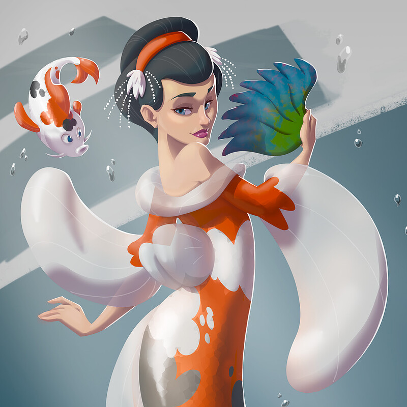 Koi, the Japanese Geisha Mermaid