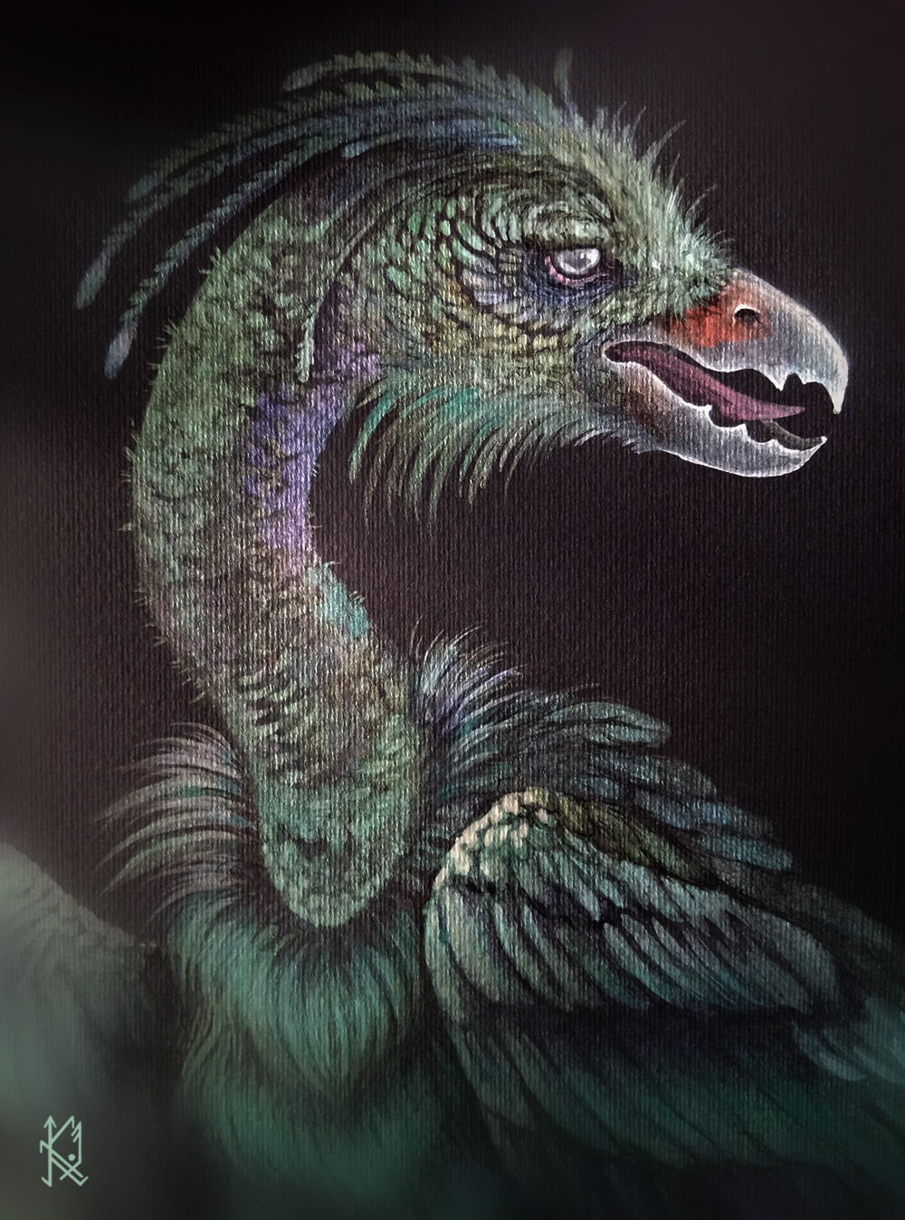 Details and shine of interference watercolors.