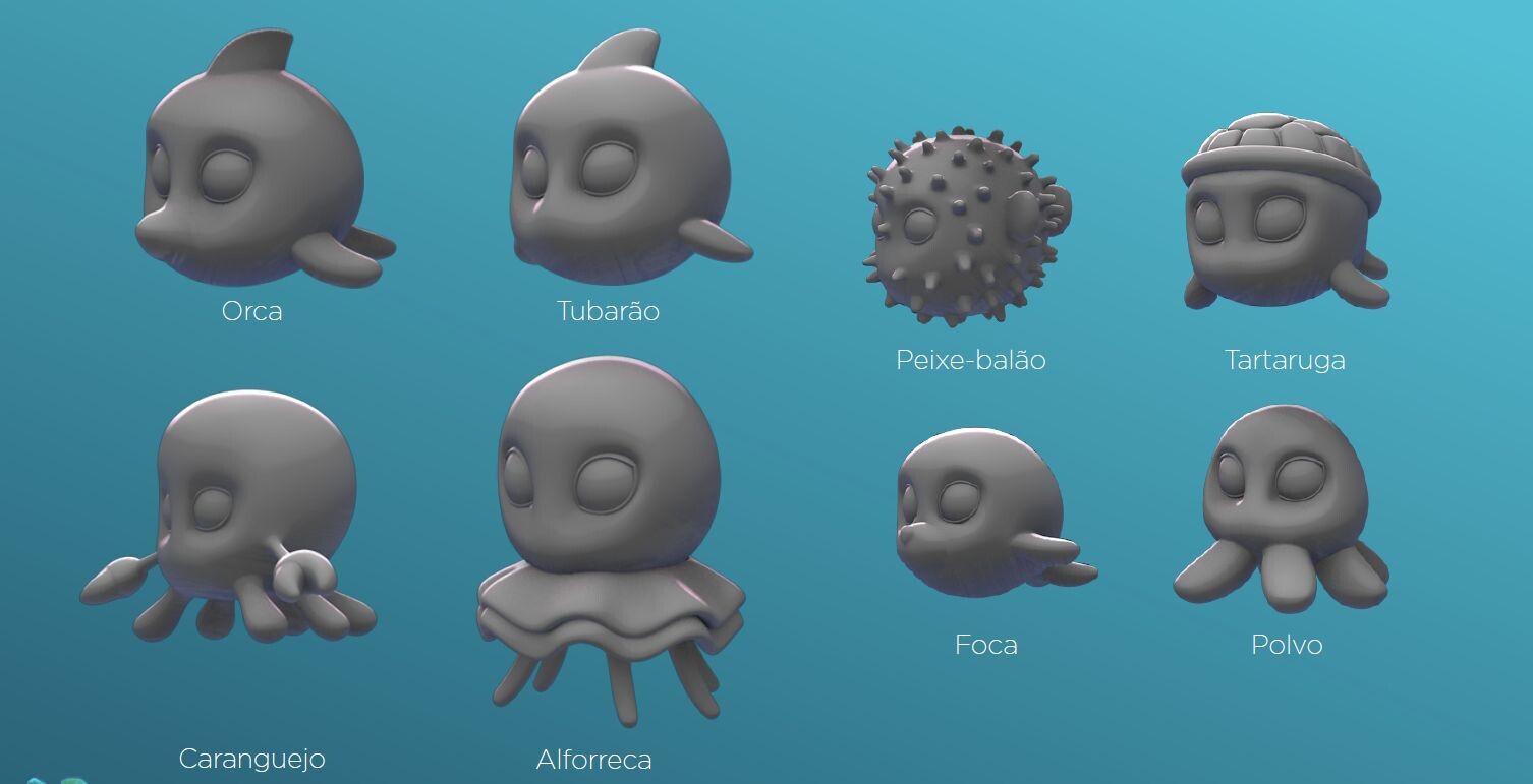 Each animal is different, however, they all share the same spherical shape. This was importat to set from the beggining to be more efficient in rigging.