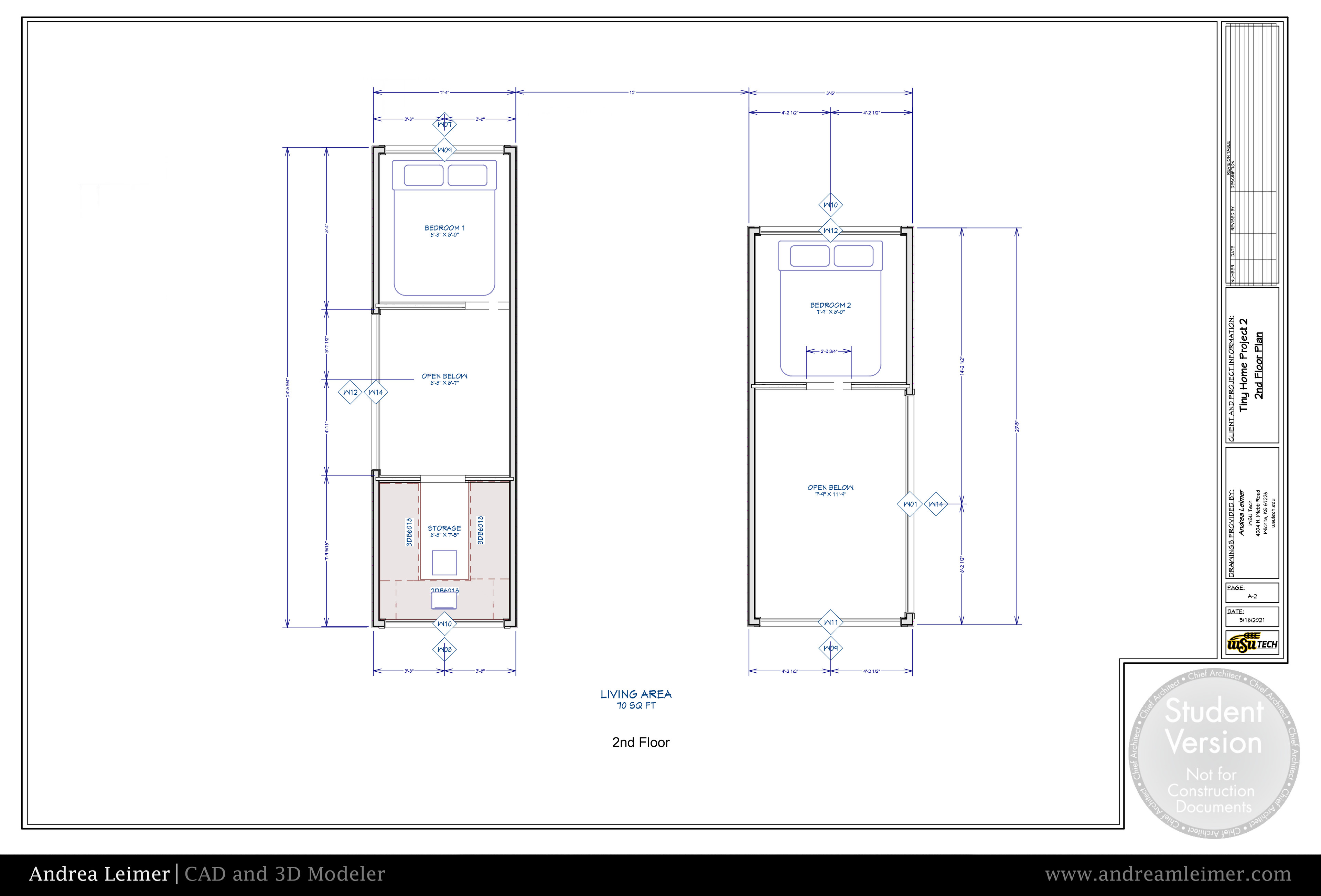 Tiny Home Project Second/Loft Floor Plan A2