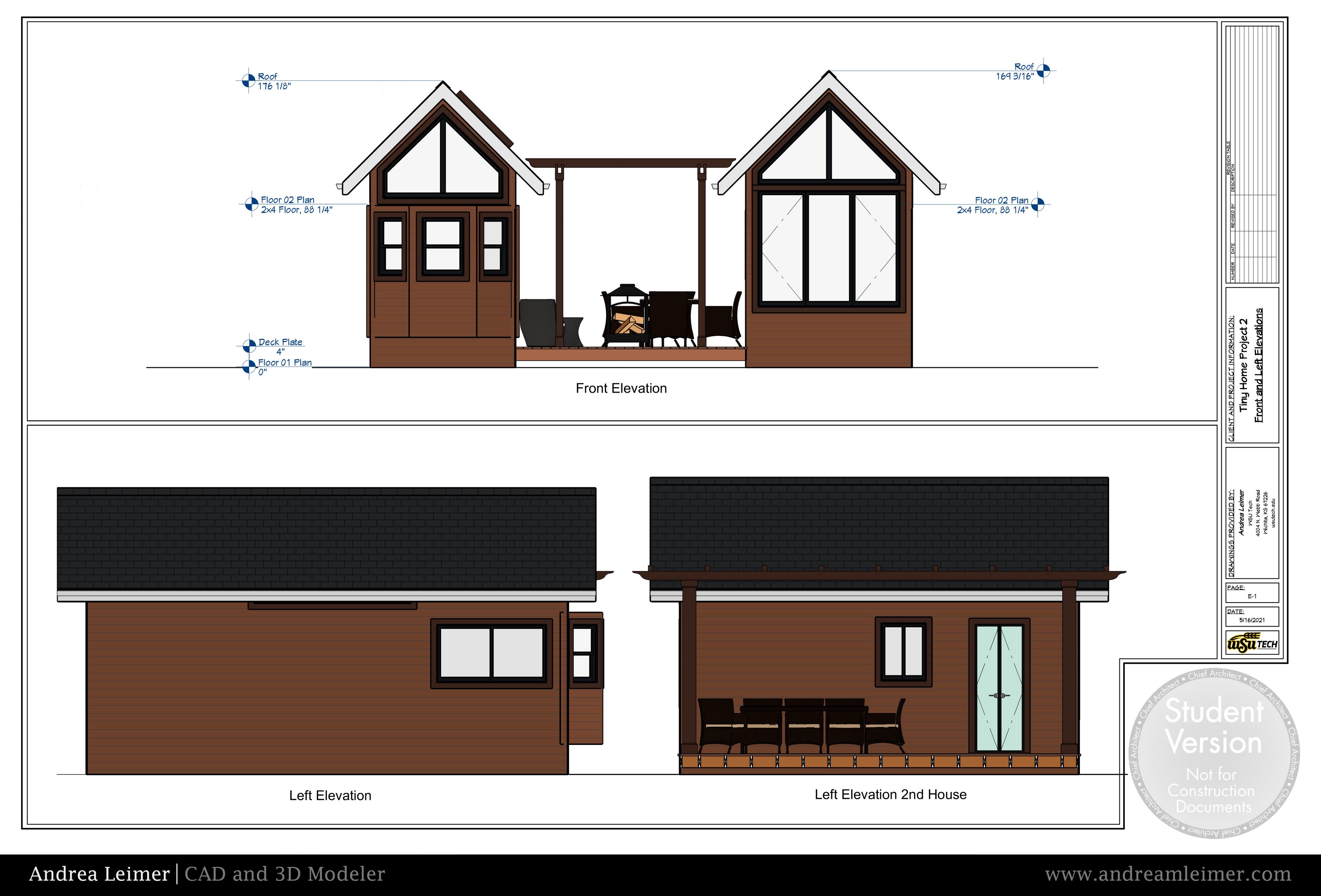 Tiny Home Project Front and Left Elevations Plan E1