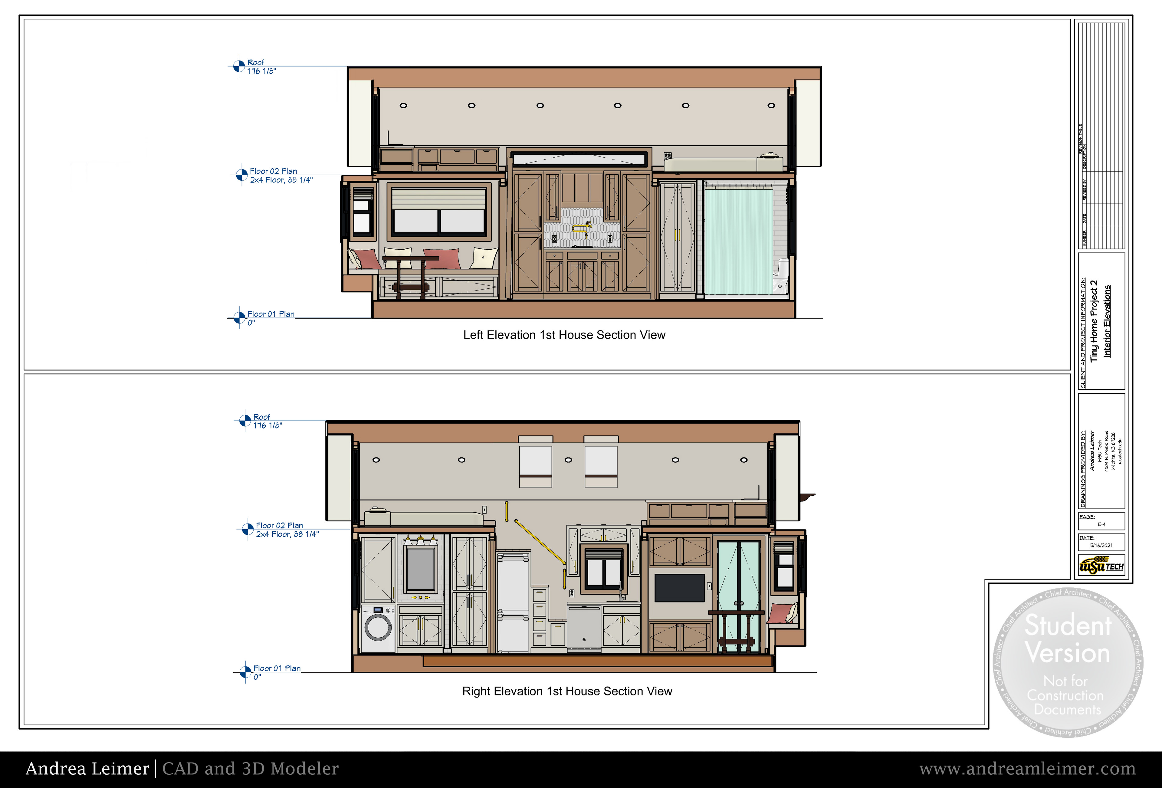 Tiny Home Project First House Section Views Plan E4