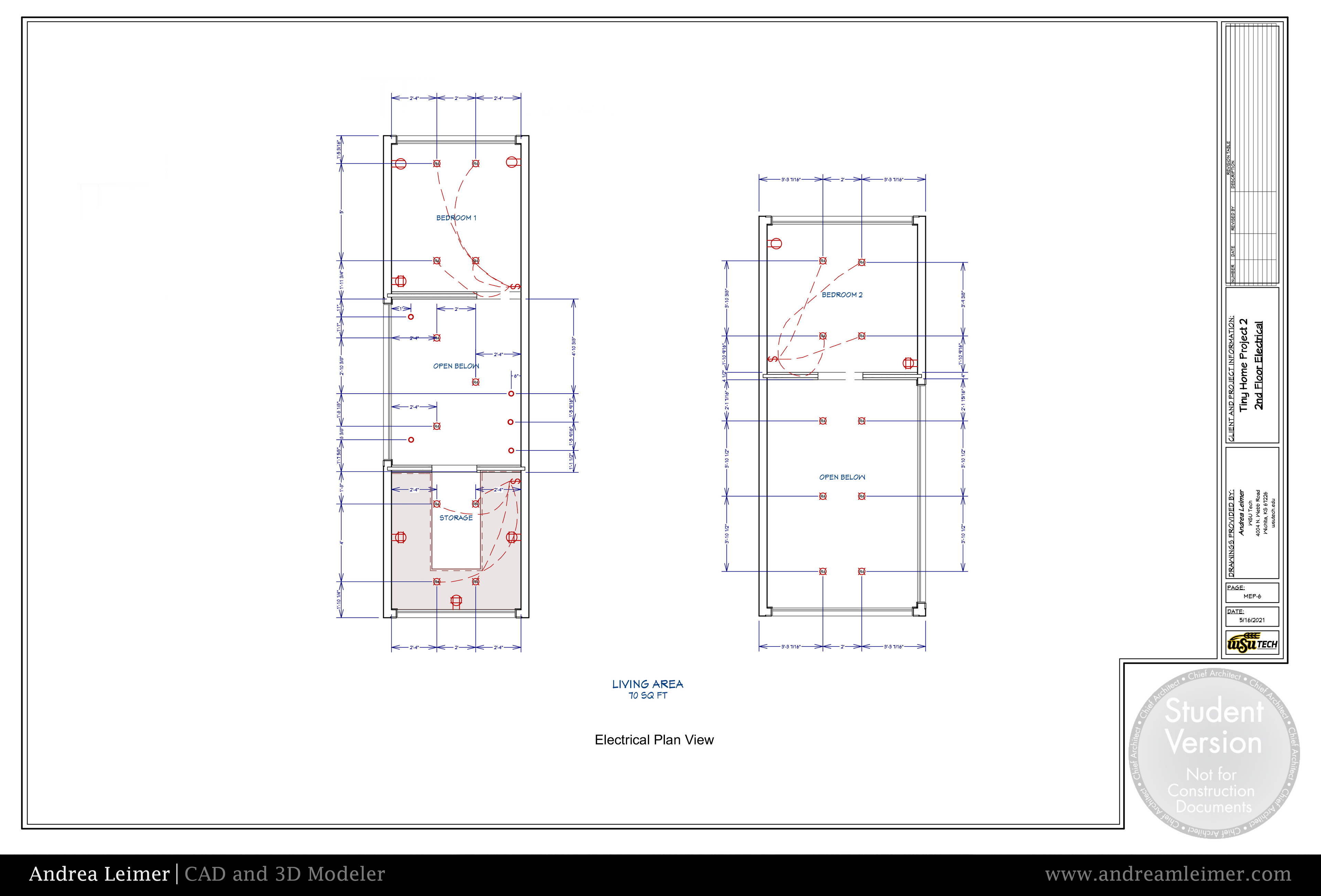 Tiny Home Project Second/Loft Floor Electrical Plan MEP6