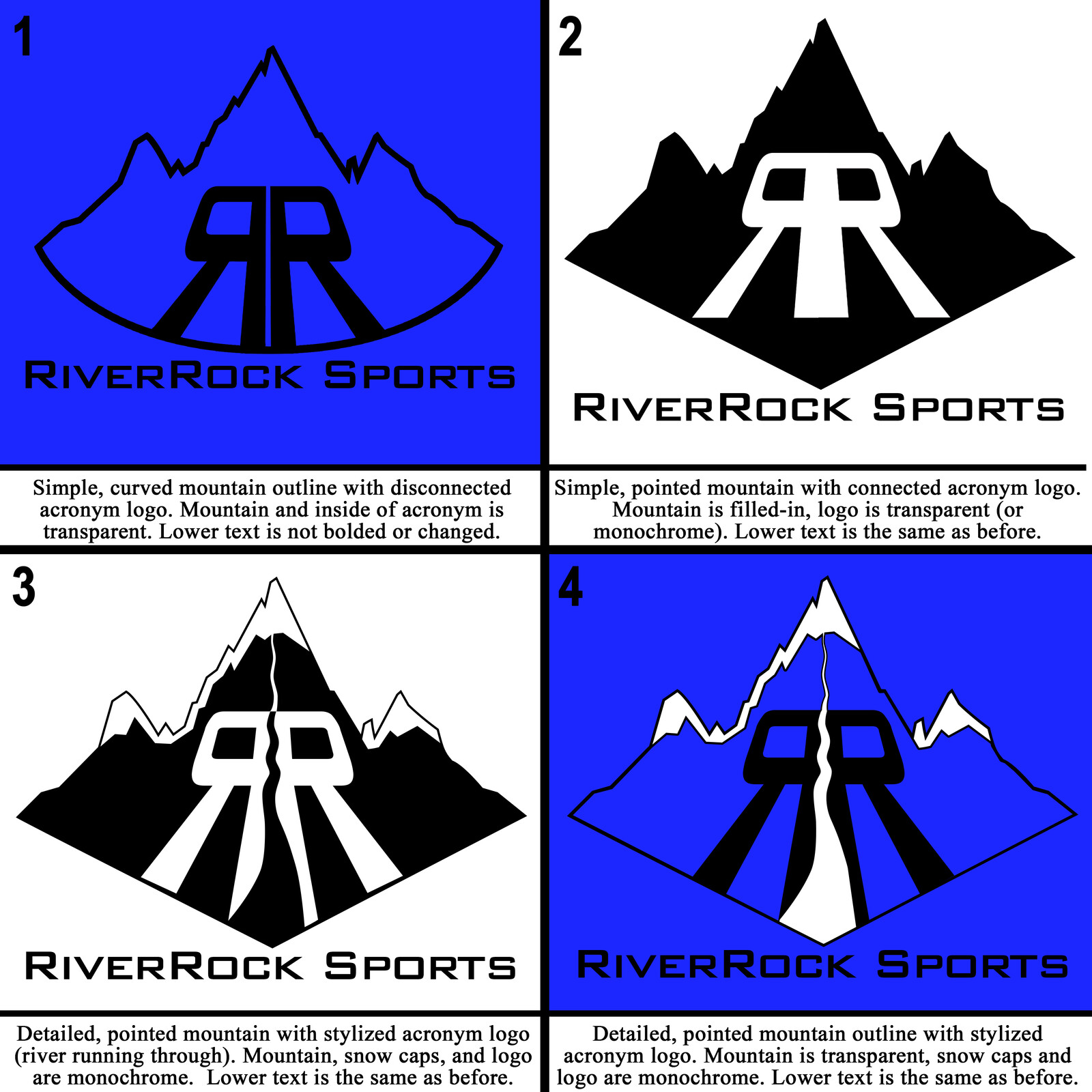 First batch of concepts for the RiverRocks logo