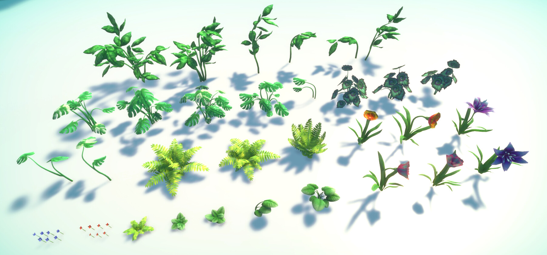 All the foliage I made for the game.