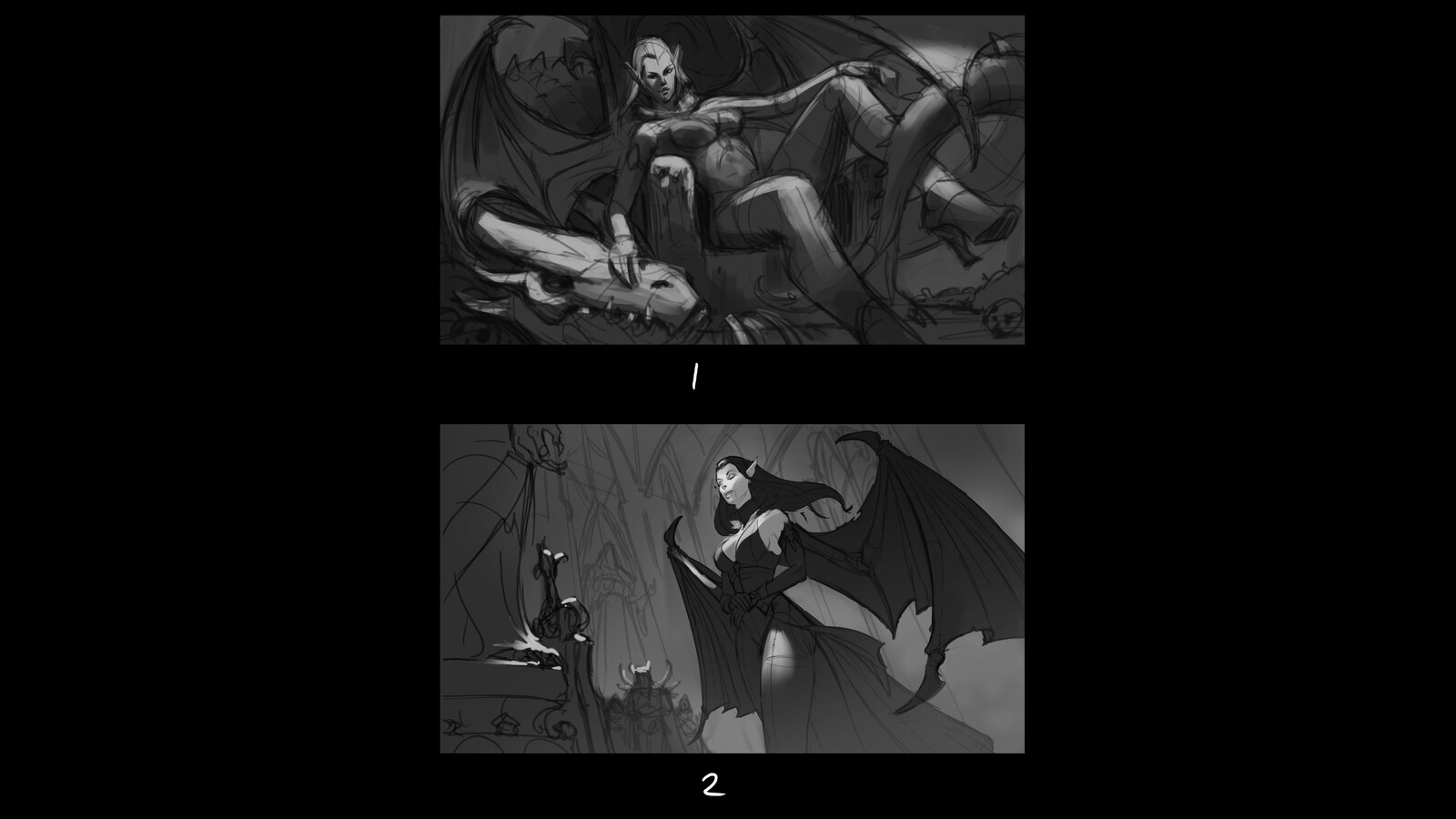 Final sketches for Evelyn