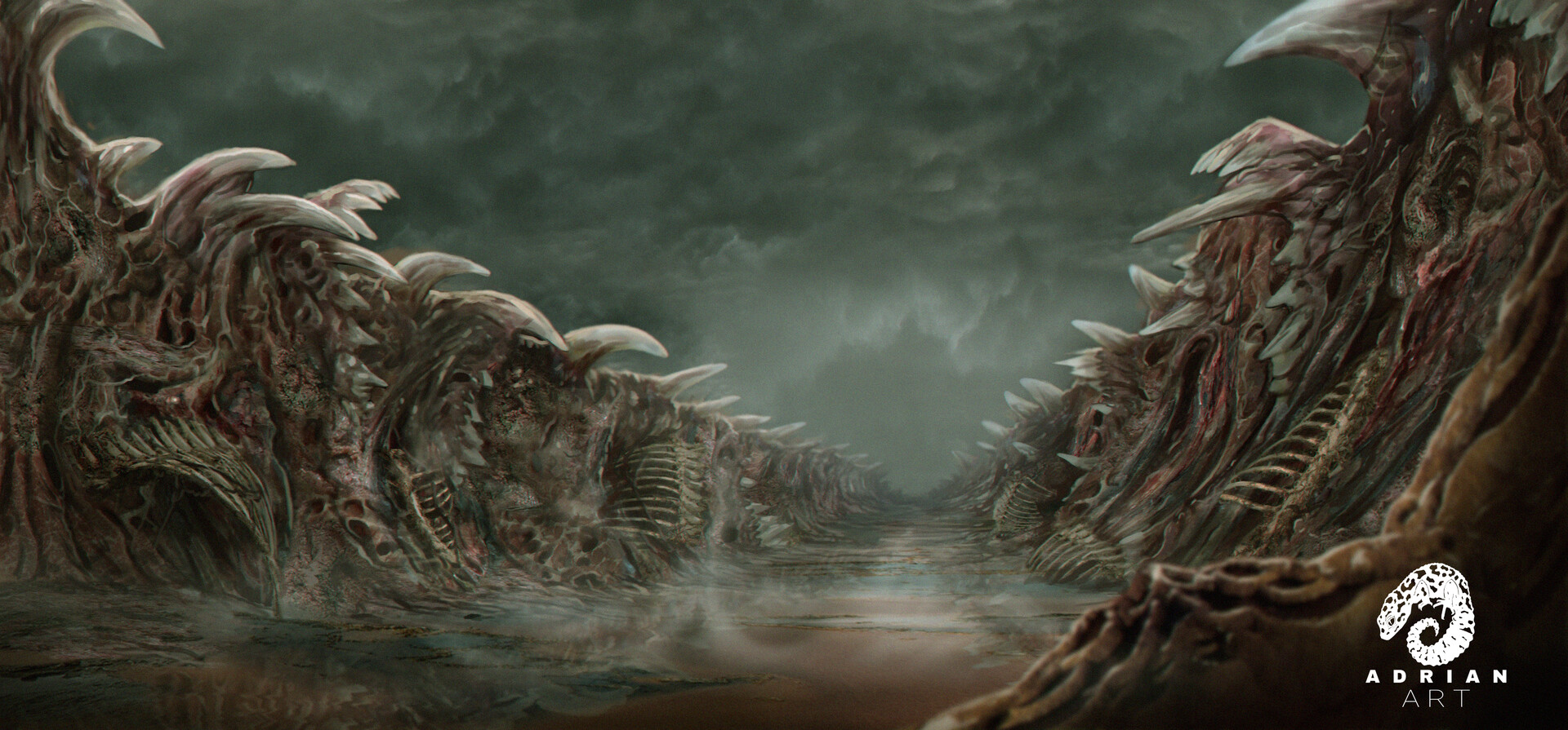 ArtStation - Hell landscape 1, landscape for my personal project "the EVIL"