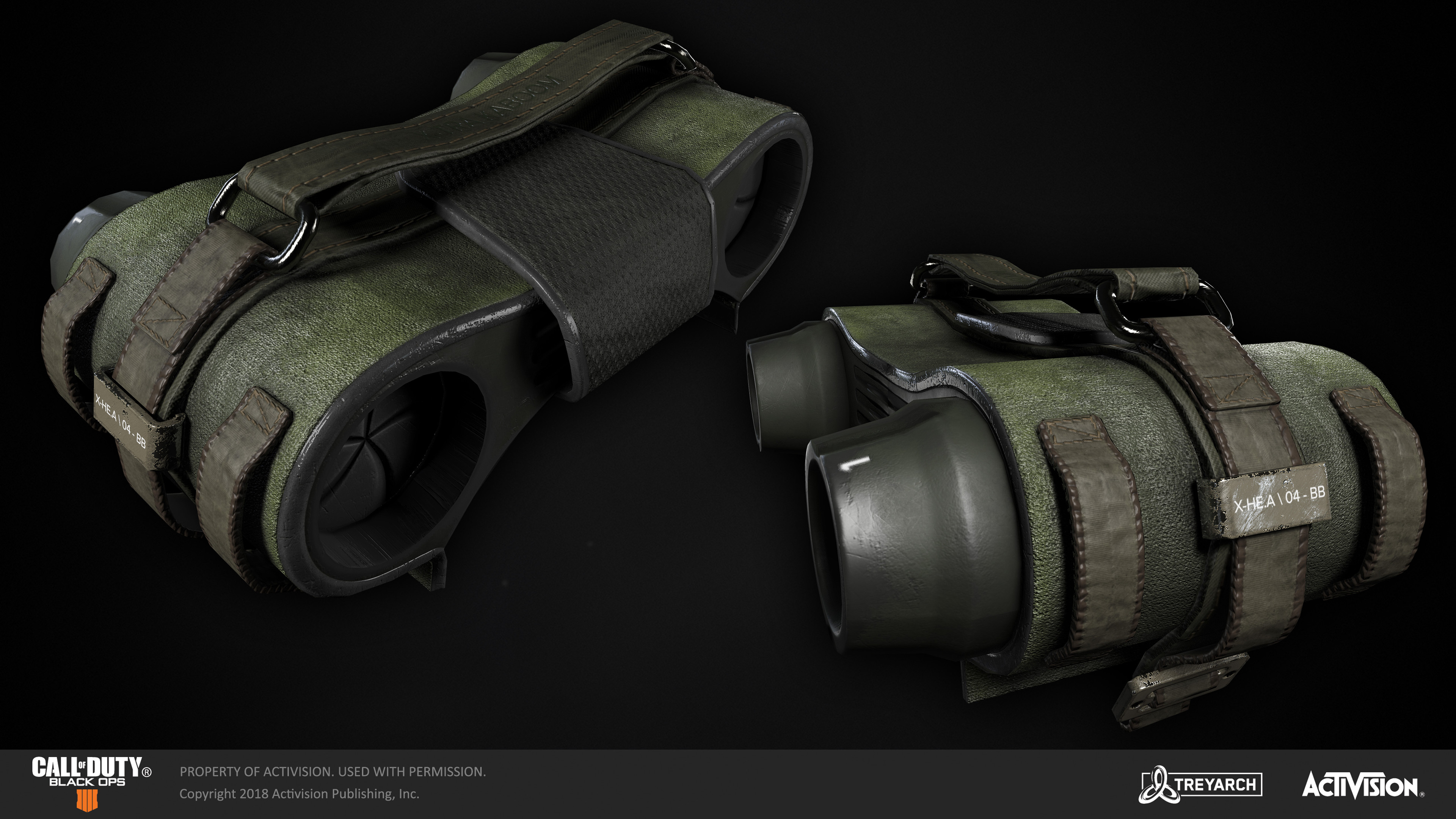 Rocket launcher attachment. The operator can bring extra rockets into the combat zone. Concept: Albert Ng. I was responsible for Low &amp; highpoly, and textures.