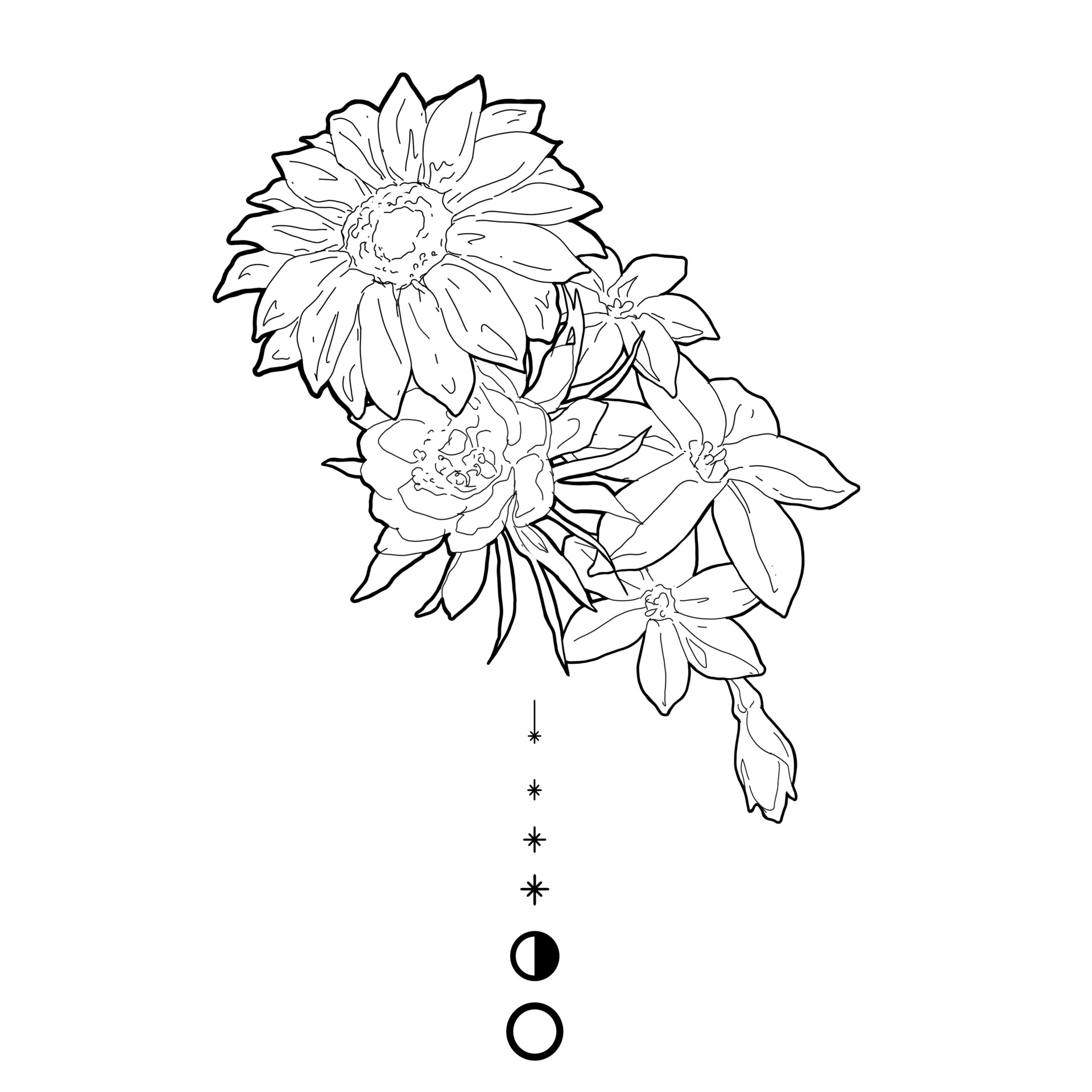floral moon tattoo | Tattoos, Blossom tattoo, Magnolia tattoo