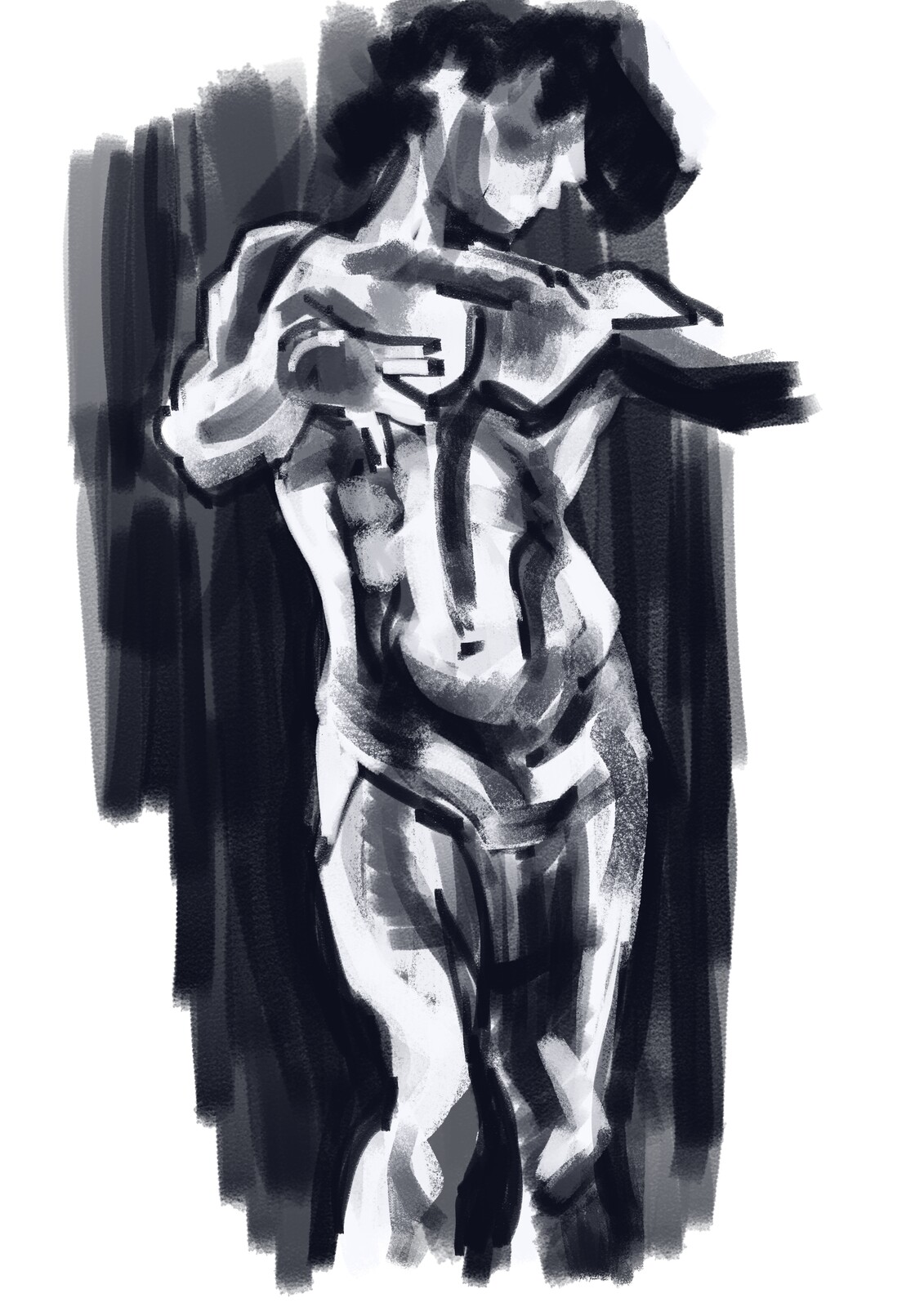 Digital chalk and pencil in Krita.
