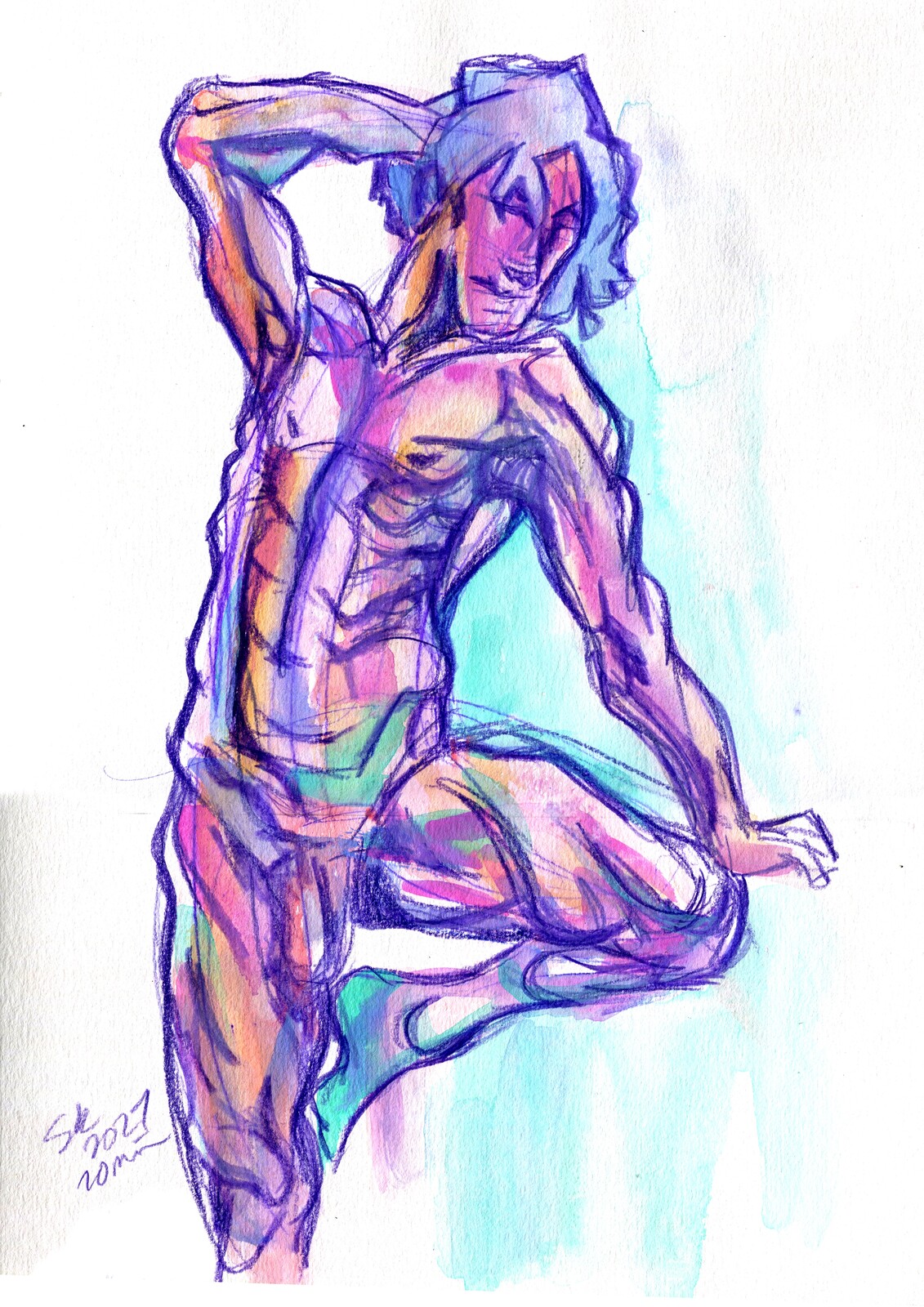 White Nights watercolours, Polychromos pencil, Boesner watercolour sketchbook.