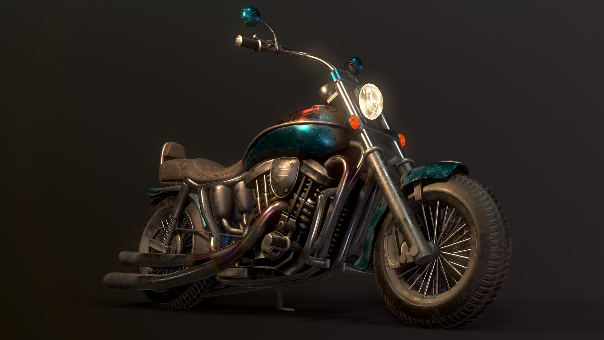 ArtStation - Motobike model low poly Unity. Ue4. PBR.
