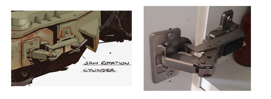 Took inspiration from my kitchen cabinet for the saw rotation mechanism :D