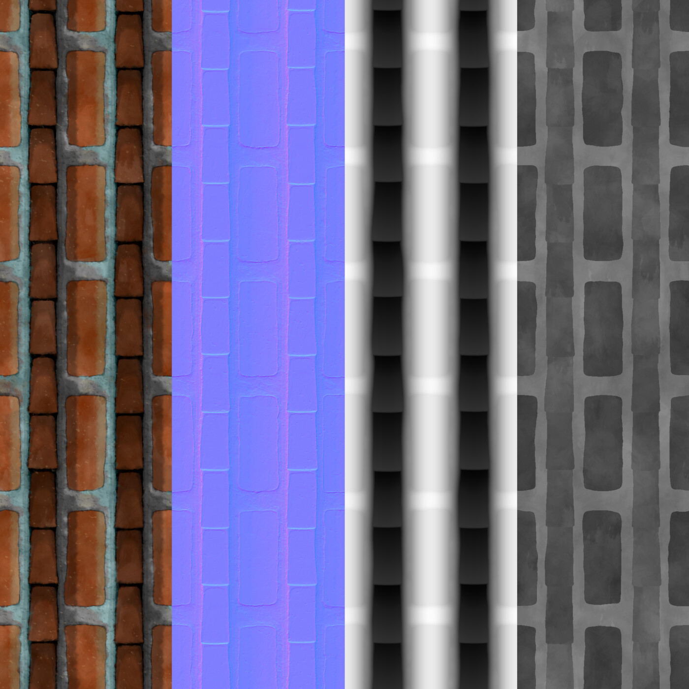 Basecolor, Normal, Height, Roughness