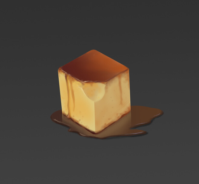 ArtStation isometric painting (caramel custard)