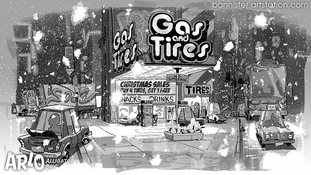 Getting some gas in Manhattan on Christmas eve.