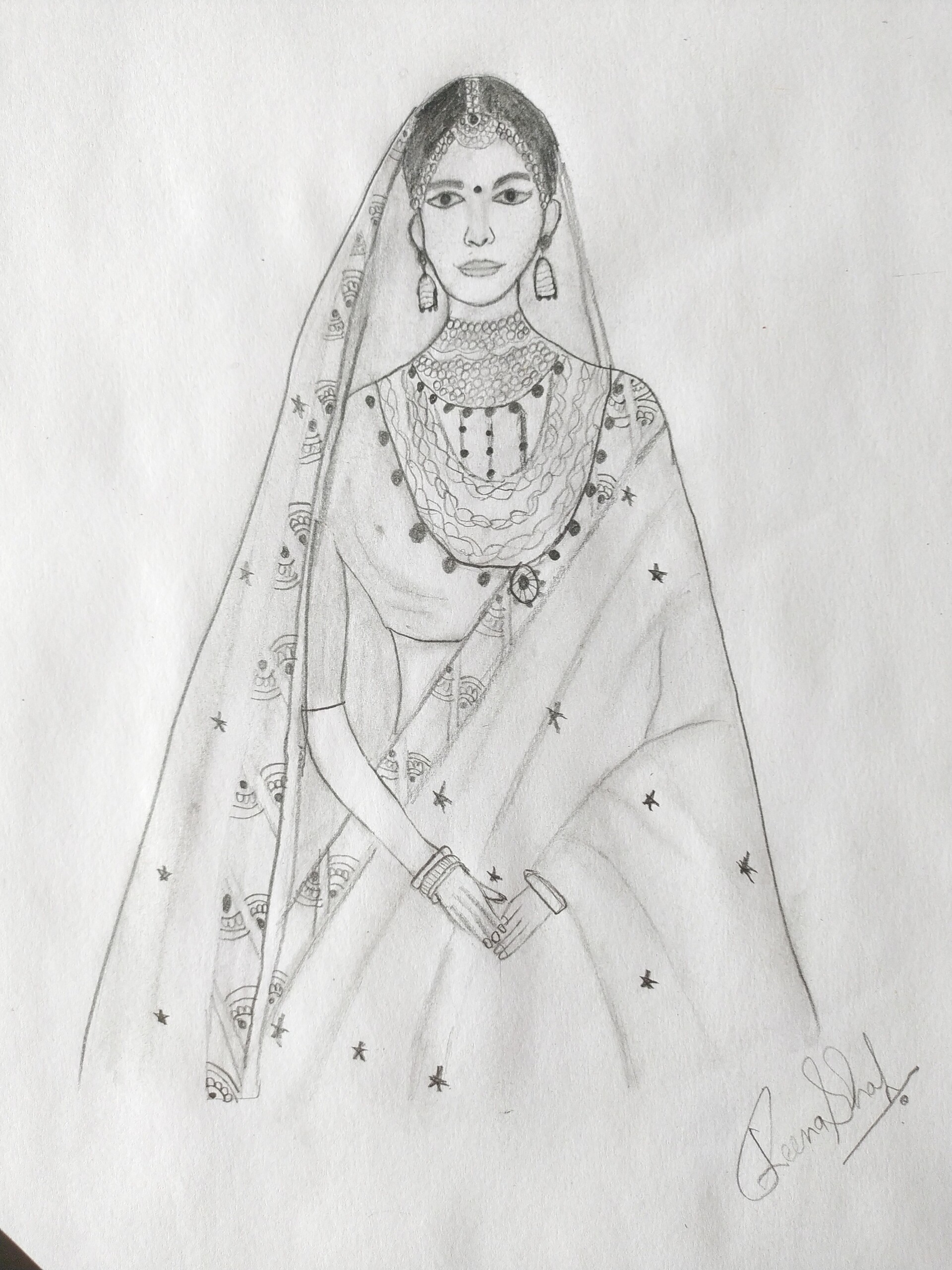 Indian bride black and white line drawing clip art. indian wedding wall  mural • murals woman, white, wedding | myloview.com