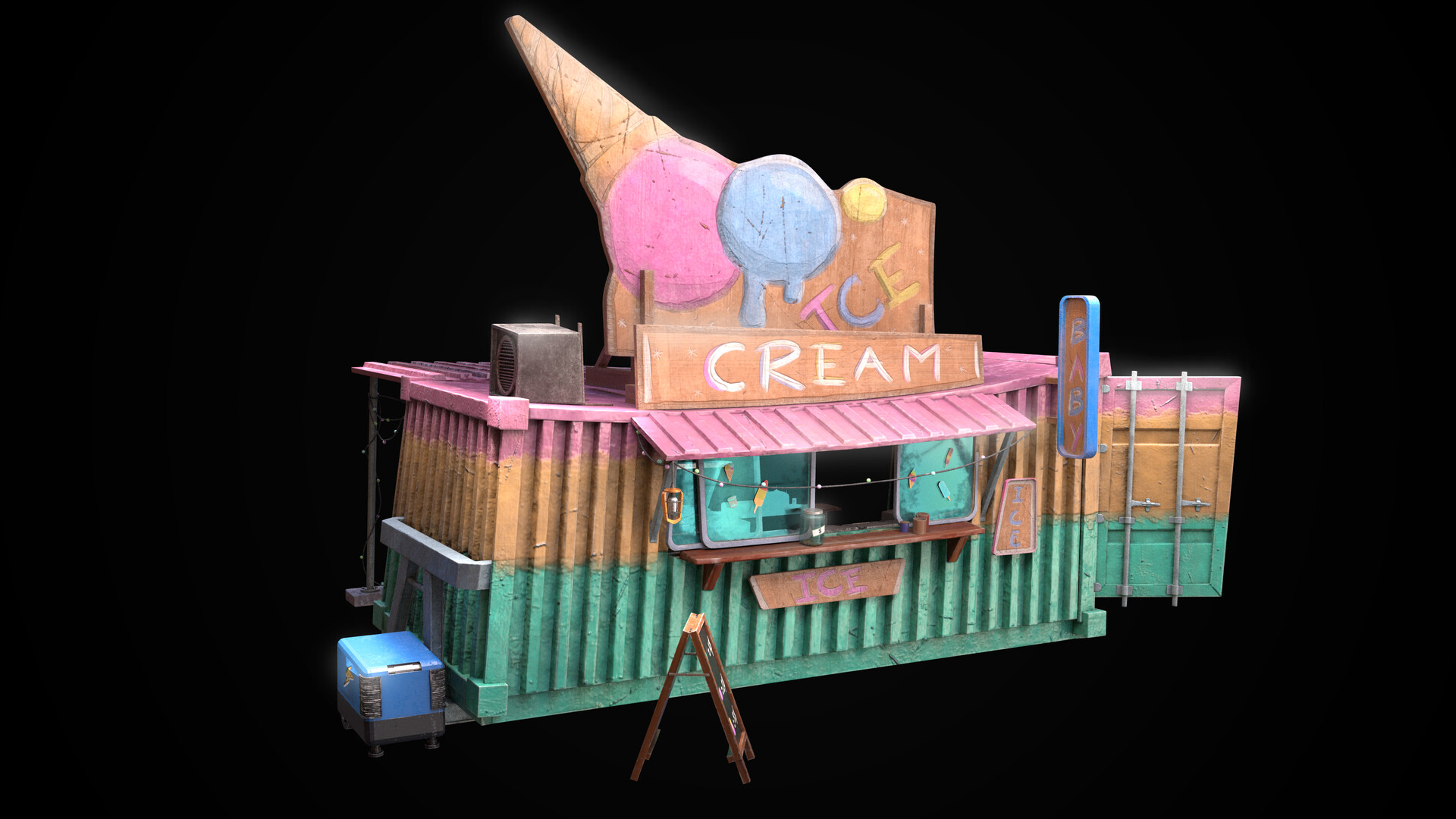 Ice Cream in Containers 3D model