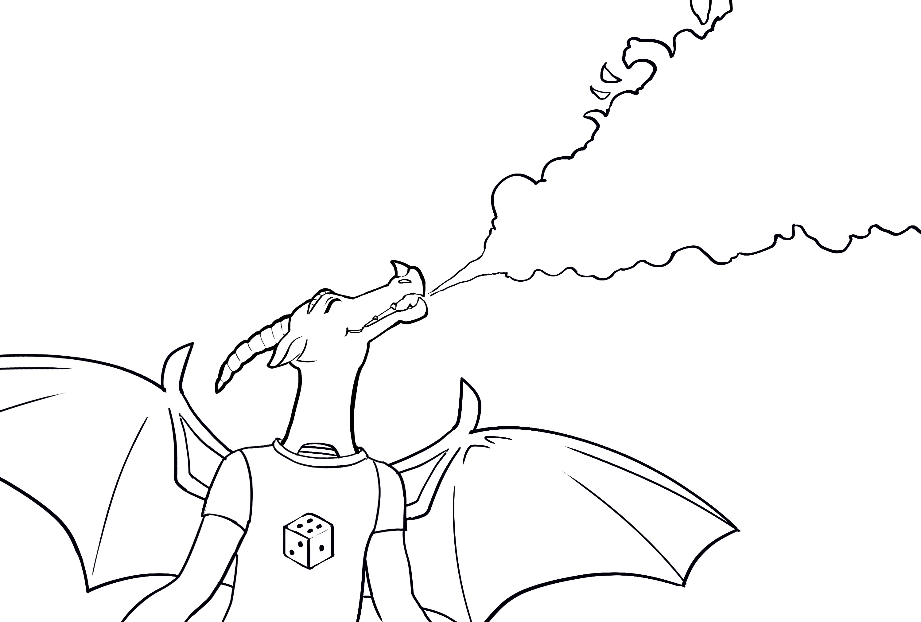 Here is the line-art of our dragon character Phil.