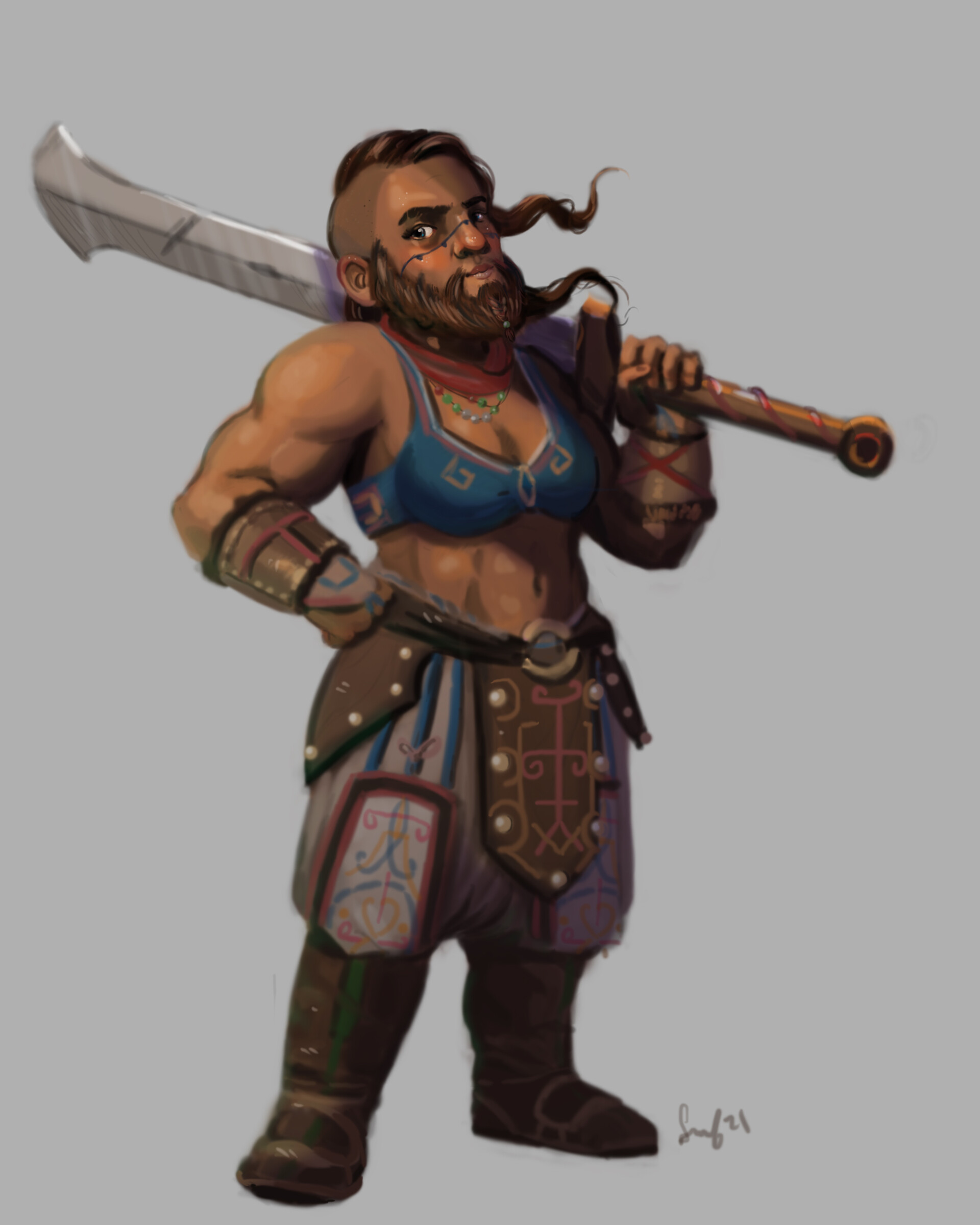 ArtStation - Bearded Dwarven Female Warrior